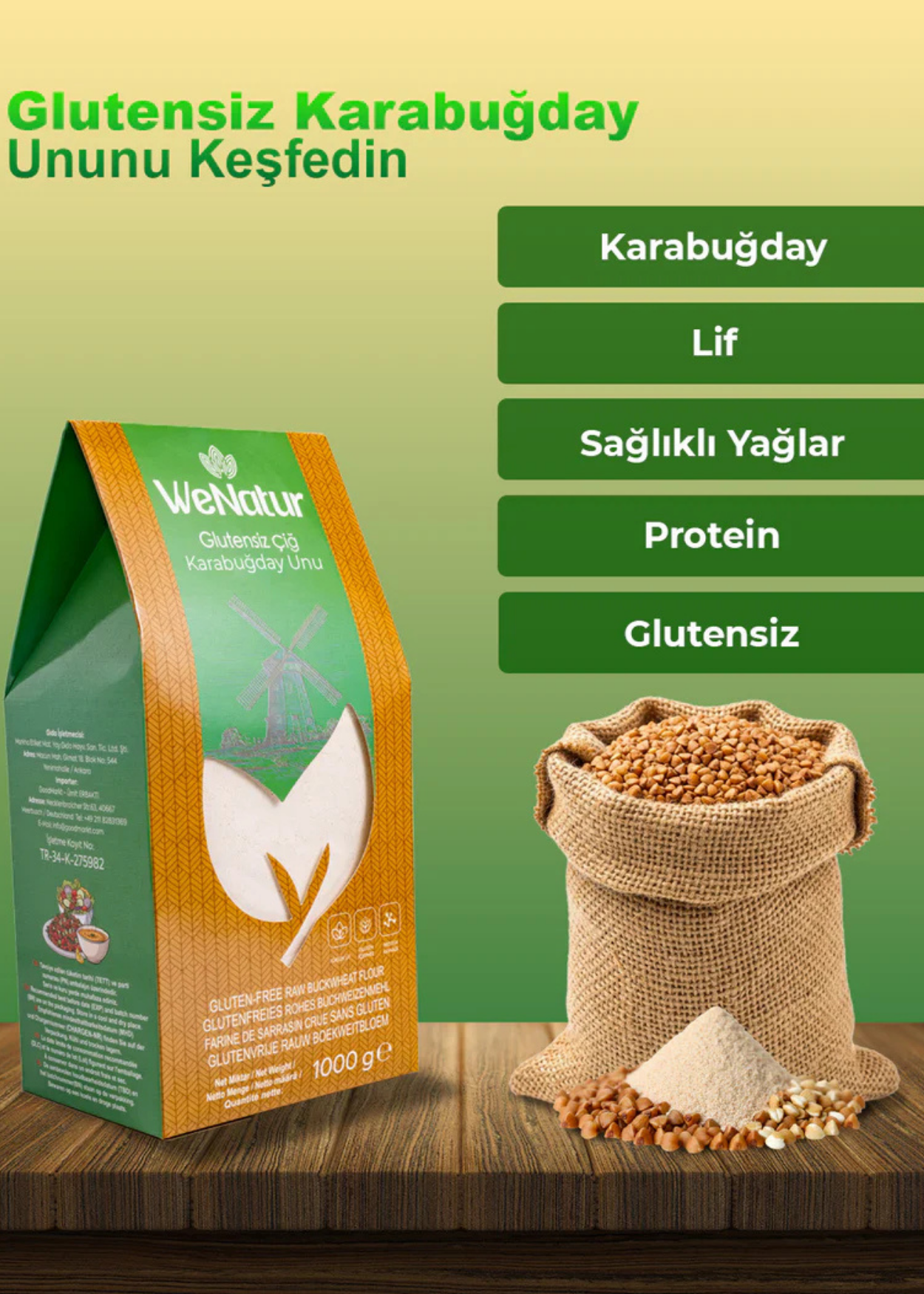 Glutenfreies Rohes Buchweizenmehl