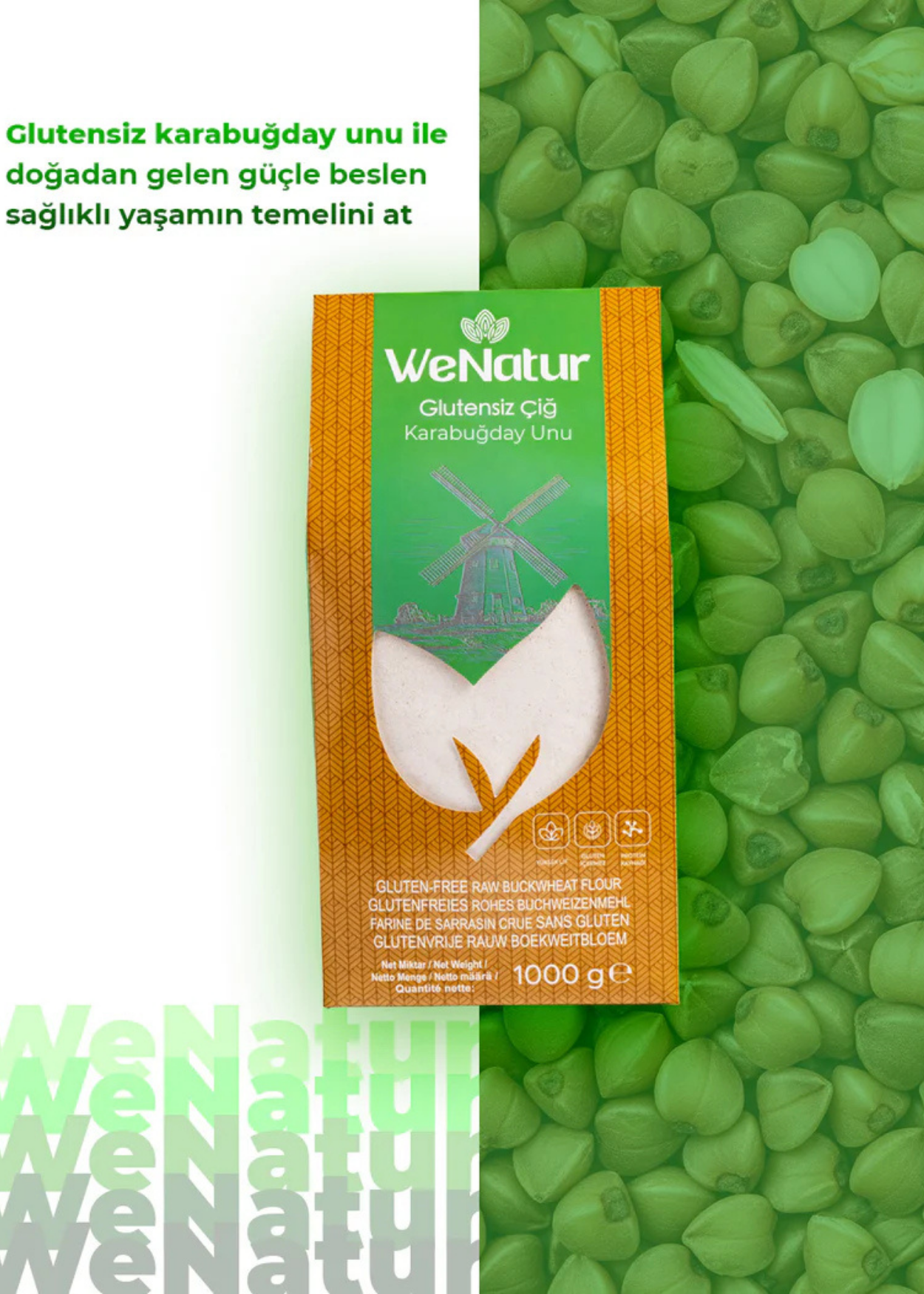 Glutenfreies Rohes Buchweizenmehl