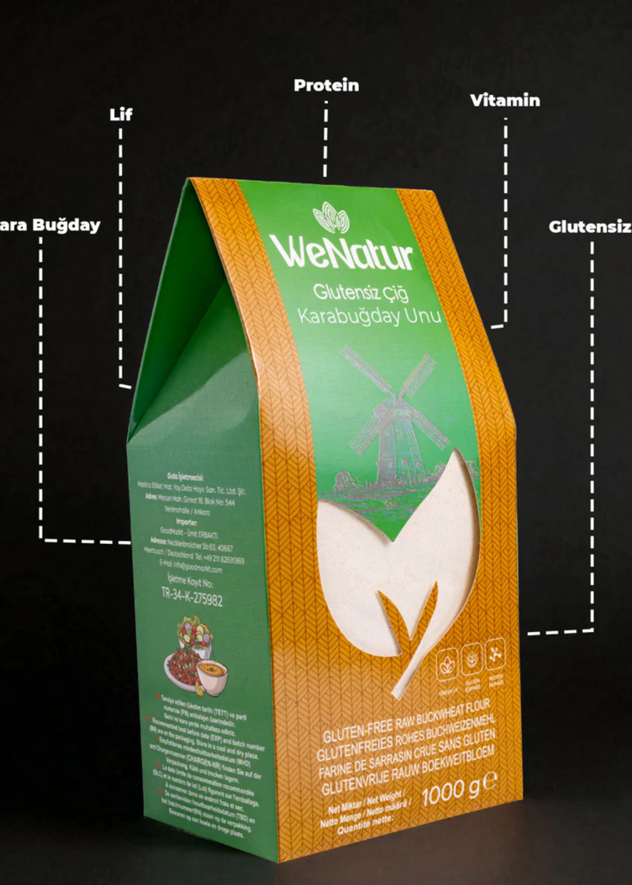 Glutenfreies Rohes Buchweizenmehl