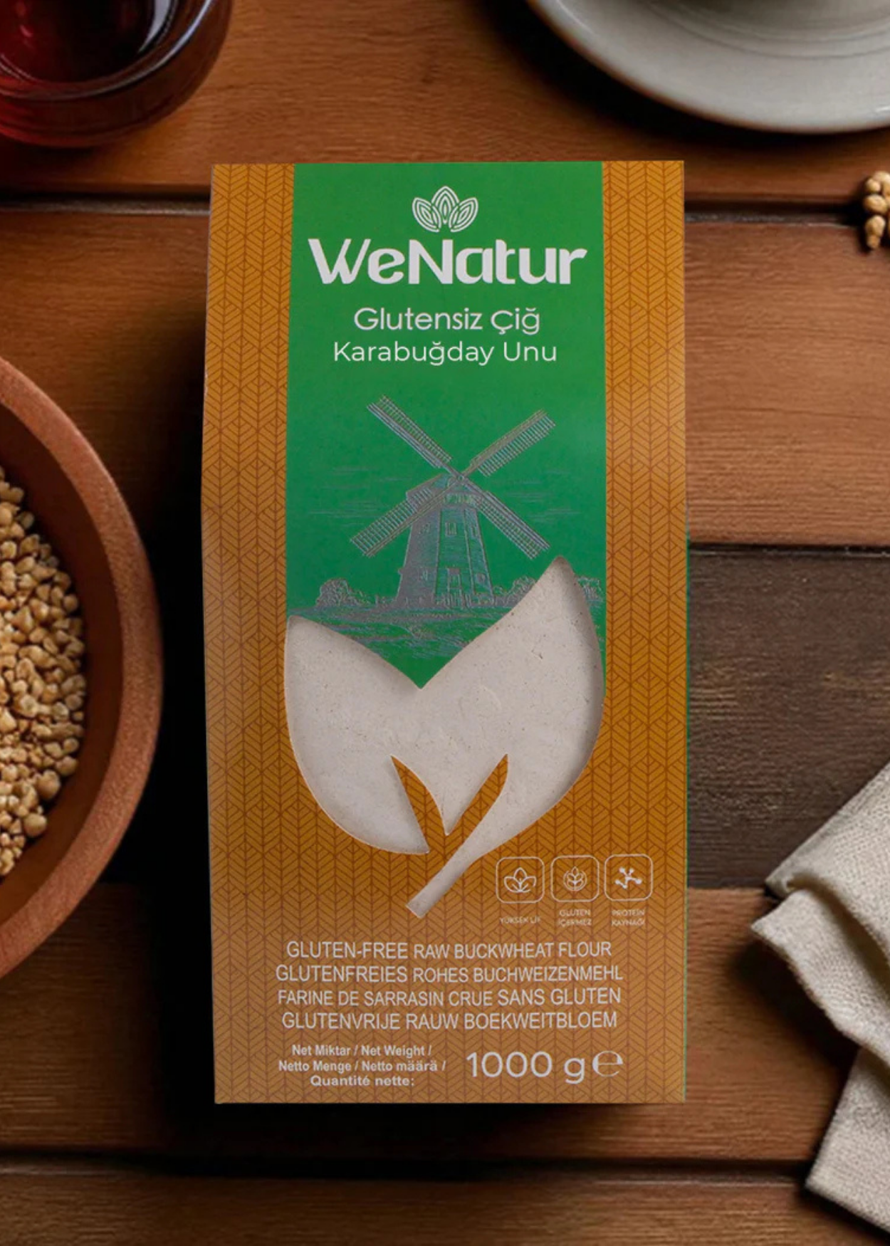 Glutenfreies Rohes Buchweizenmehl