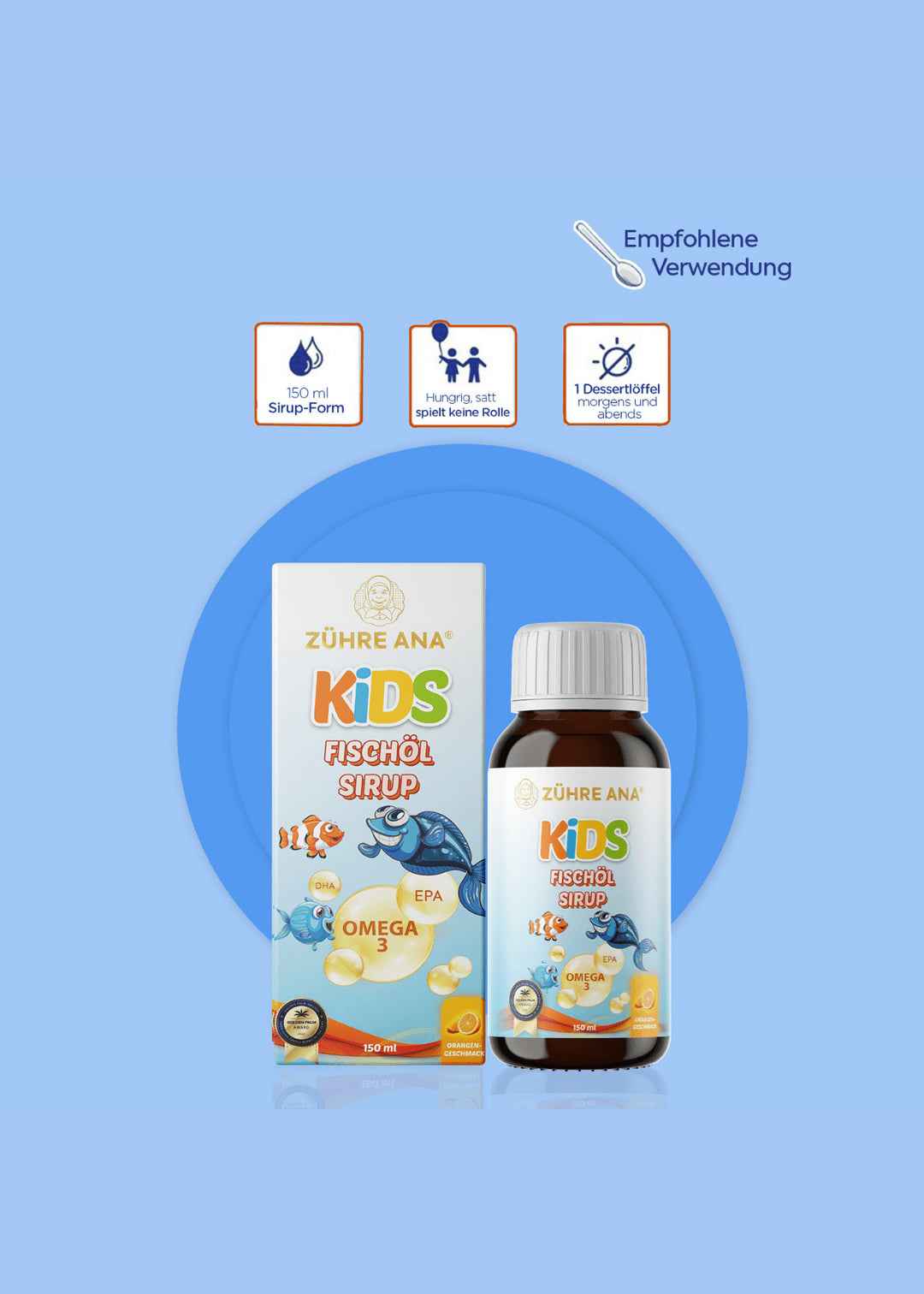 Zühre Ana Kids Omega 3 Fischöl Sirup (Orangengeschmack)