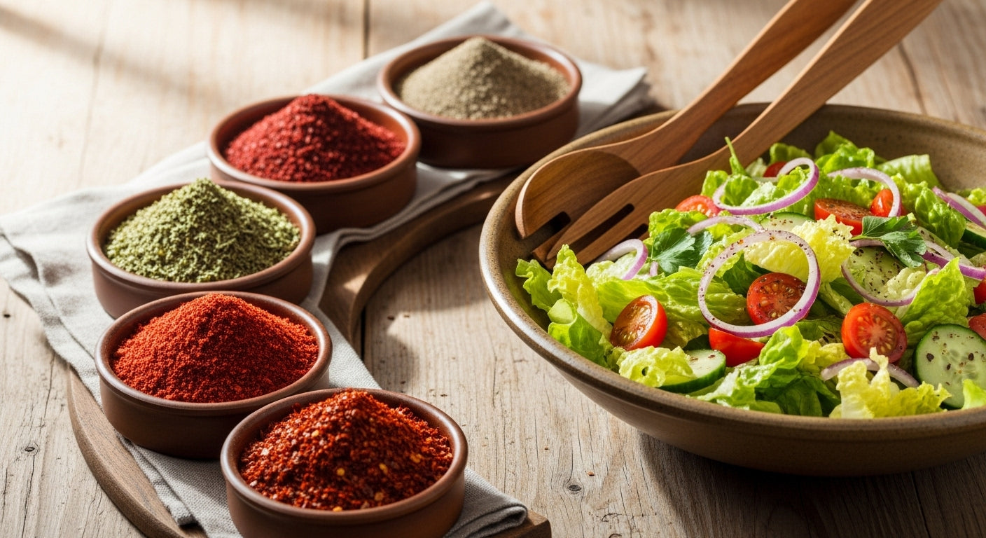 Welche traditionellen Gewürze werden in Salaten verwendet?