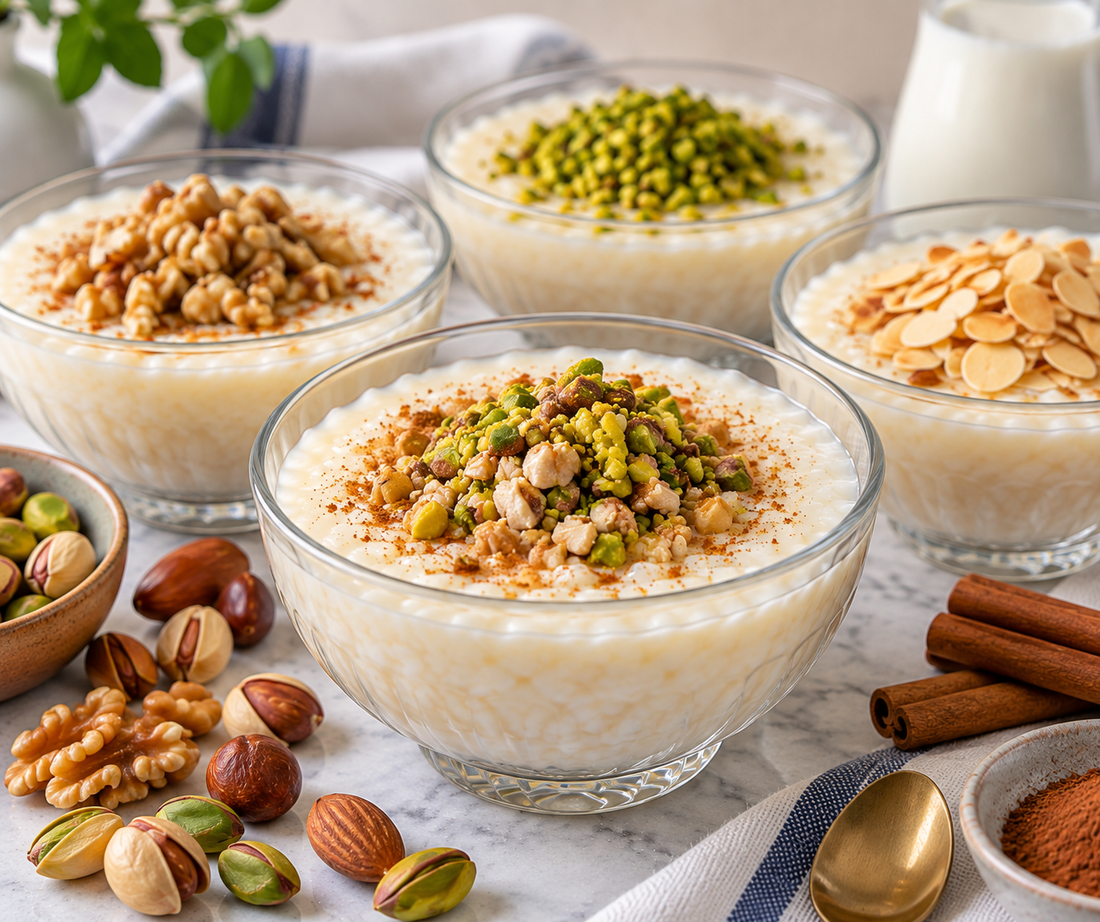 Welche Nüsse werden auf Milchdesserts gestreut?