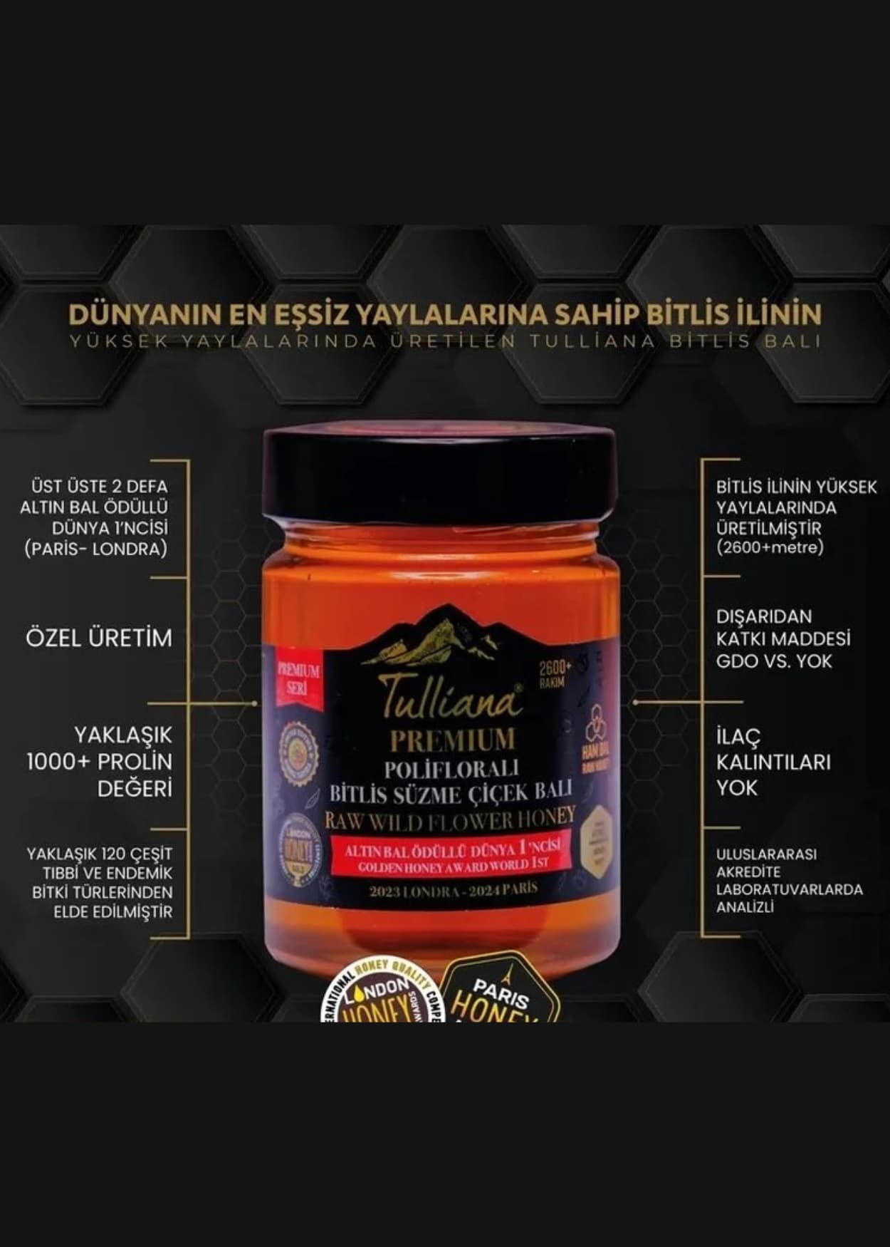 Tulliana Premium | Bitlis Strained Flower Honey, Polyfloral