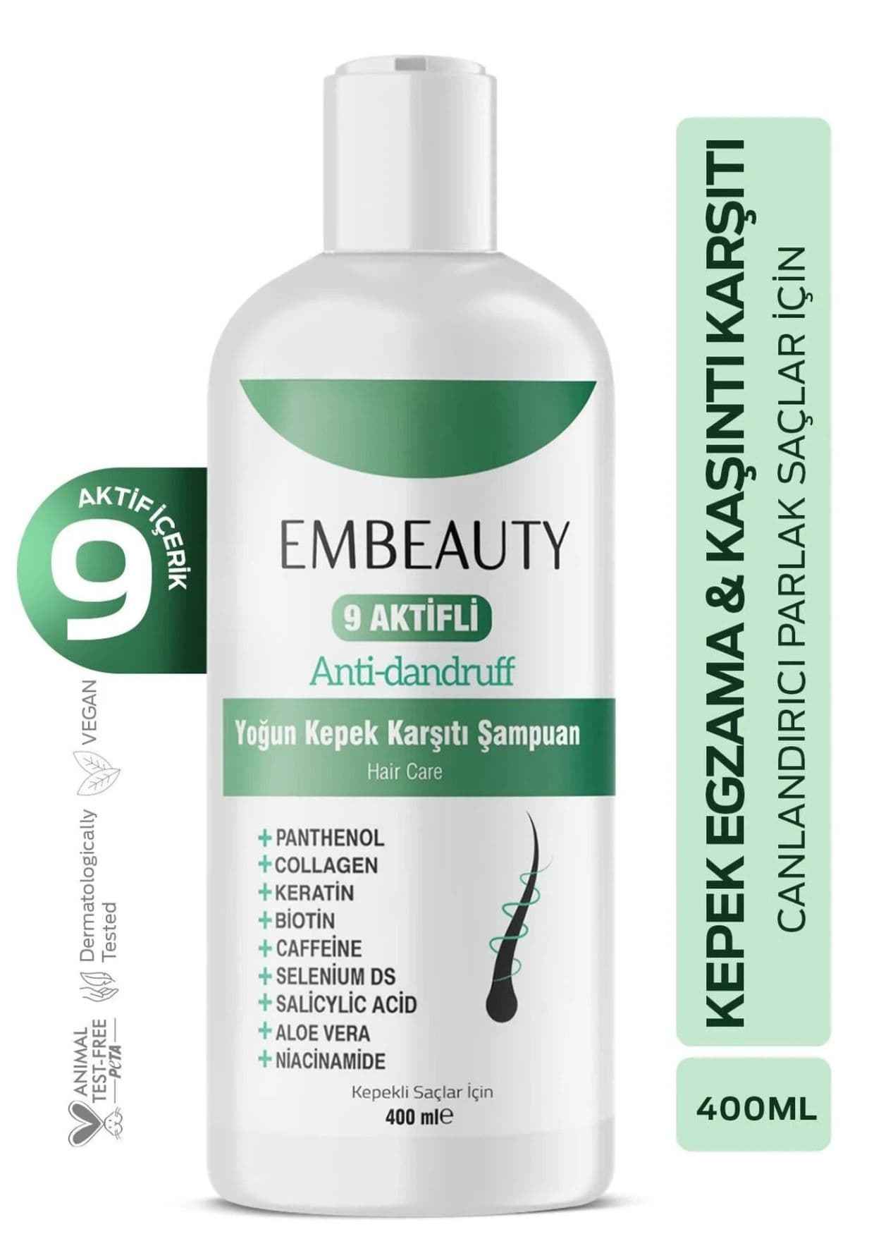 Embeauty Salzfreies Anti-Schuppen-Shampoo mit 9 Wirkstoffen gegen Schuppen, Juckreiz und Ekzeme