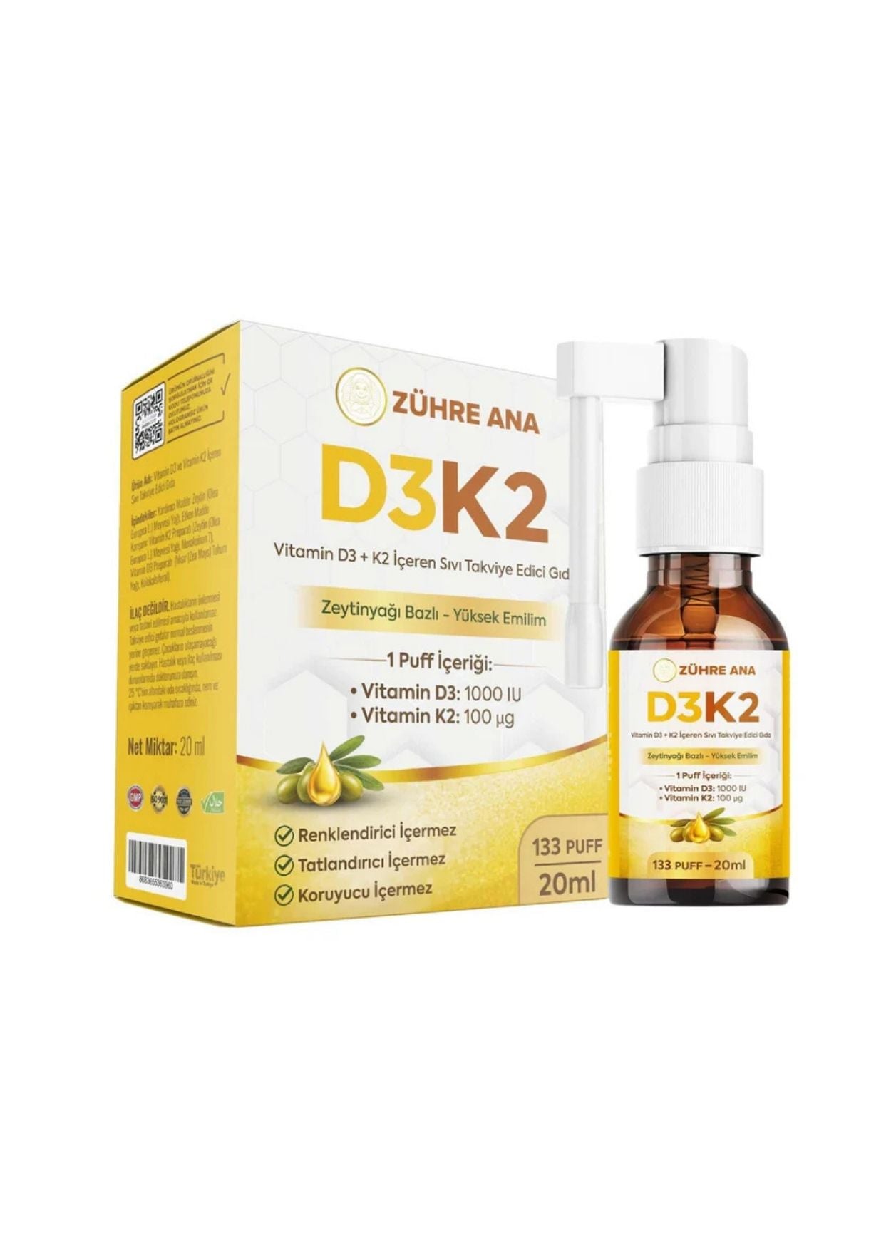 Zühre Ana Vitamin Flüssiges Nahrungsergänzungsmittel mit D3 & K2 – Spray