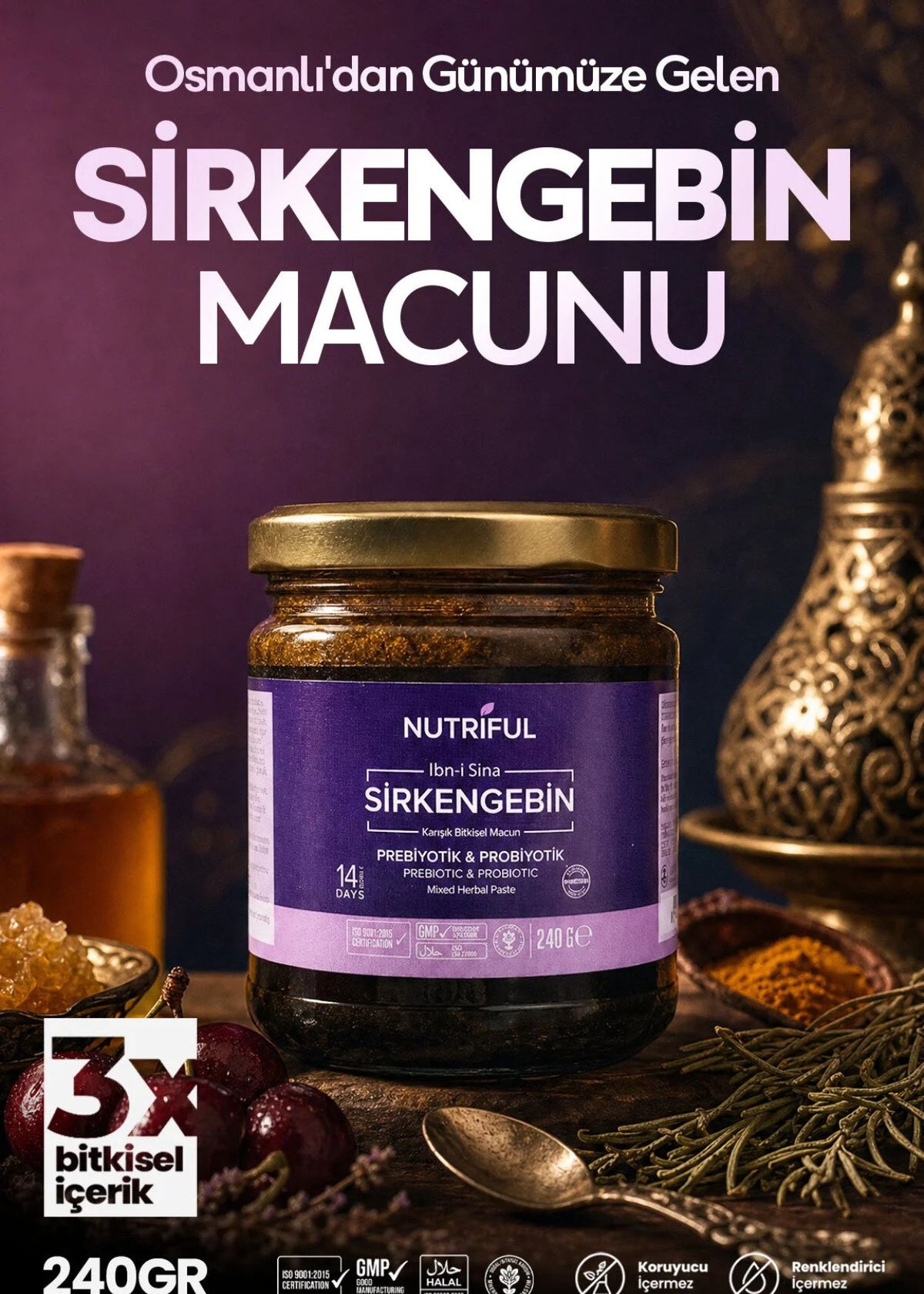 Nutriful Ibn-i Sina Sirkengebin Prebiyotik & Probiyotik Bitkisel Macun
