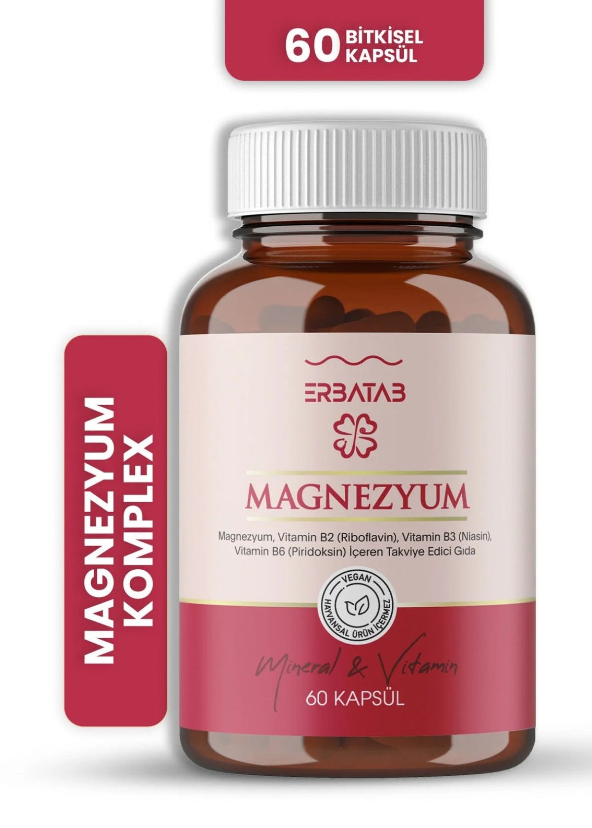 Erbatab Magnesium 3-Fach-Form (Bisglycinat, Citrat, Malat) & Vitamin B2, B3, B6