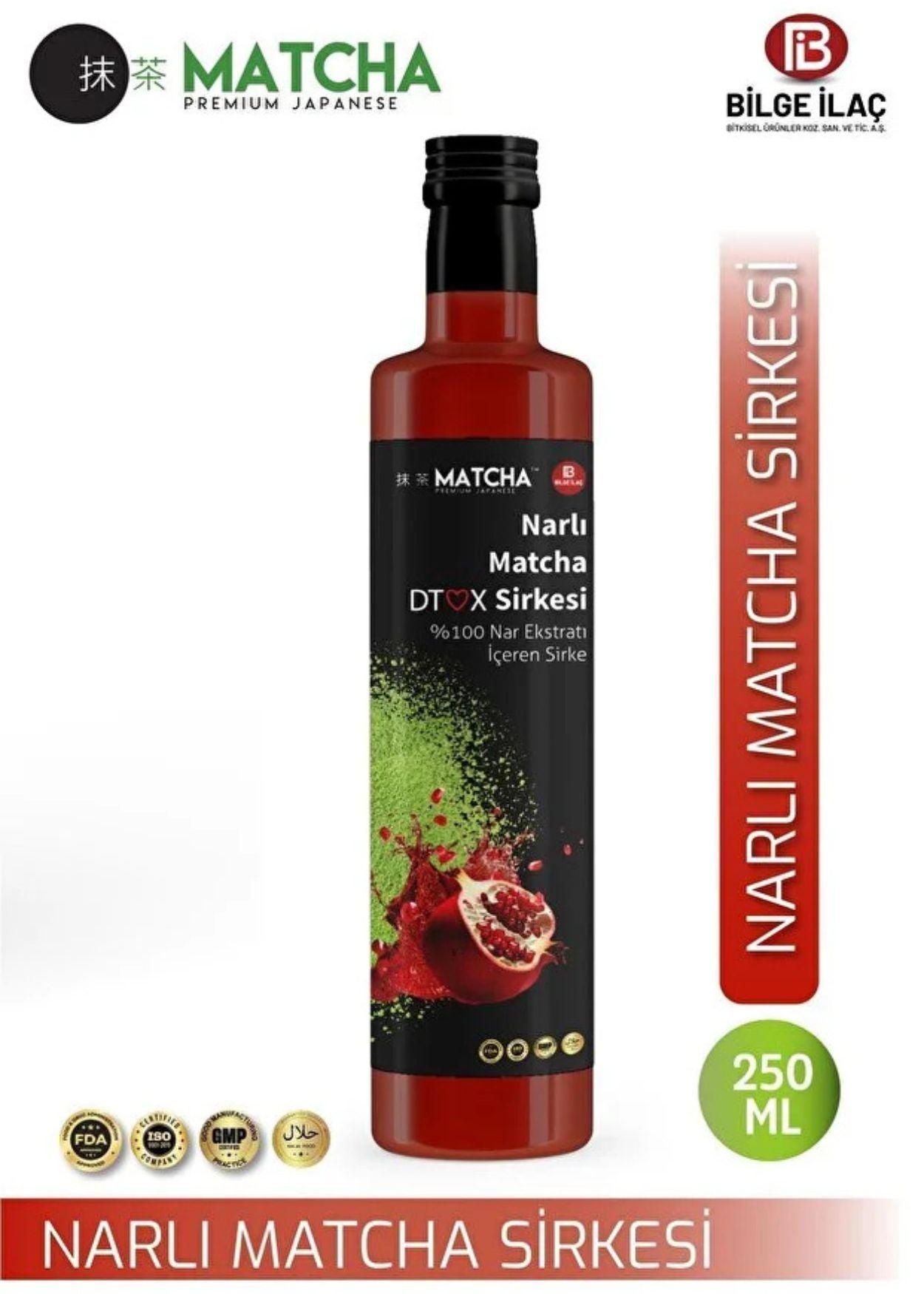 Matcha Premium Japanese Granatapfelessig mit grünem Tee