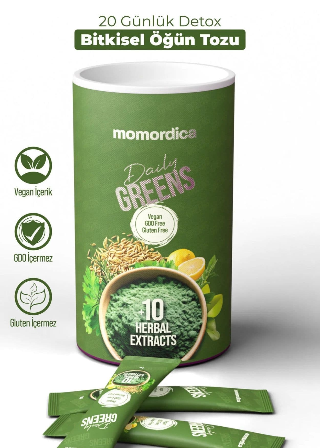 Momordica Daily Greens (Spirulina, Grüntee, Rosmarin, Sennesblätter, Fenchel +10 Kräuter)