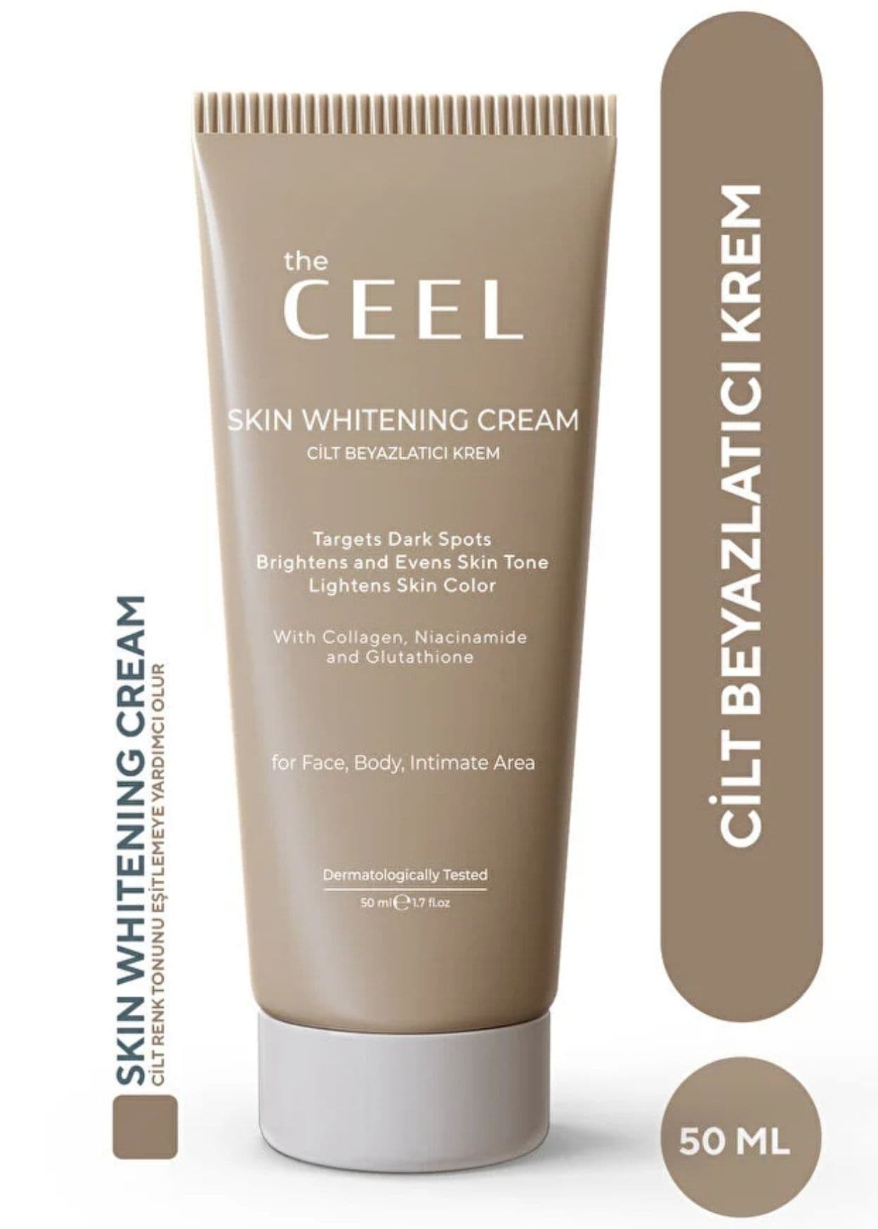 The Ceel Hautaufhellende Creme gegen Pigmentflecken mit Niacinamid, Alpha-Arbutin und Kojisäure