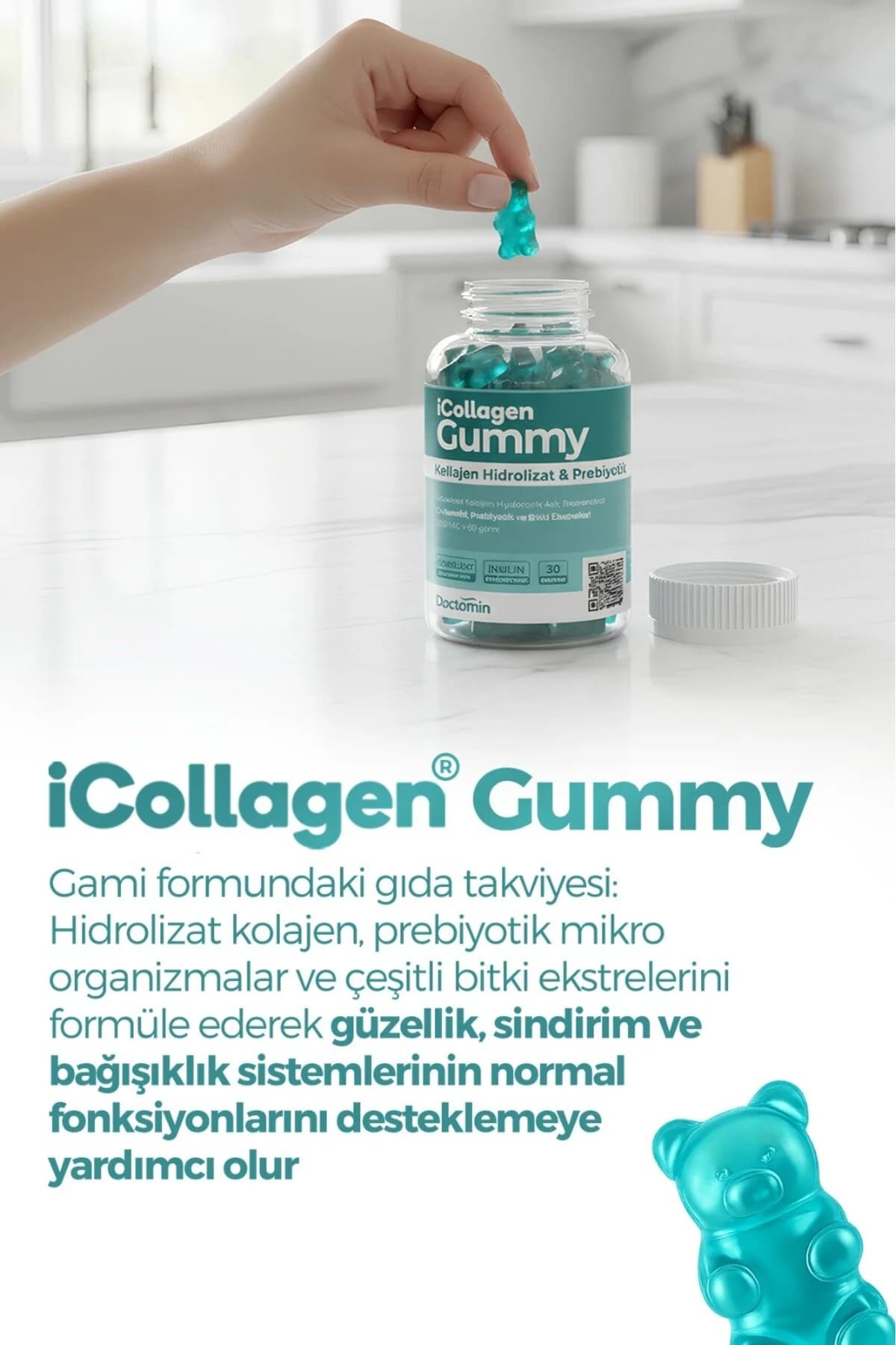 iCollagen Gummies mit Hydrolysiertem Kollagen, Präbiotika und Hyaluronsäure