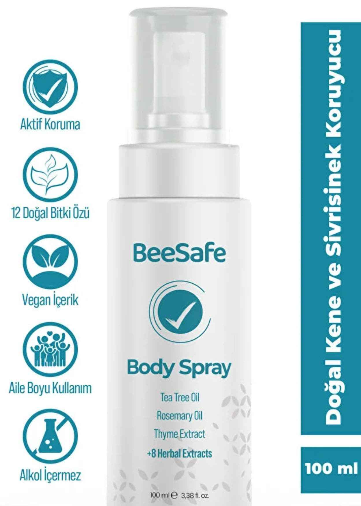 BeeSafe Kene Ve Sivrisinek Koruyucu Sprey (VEGAN & 12 DOĞAL BİTKİ ÖZÜ)