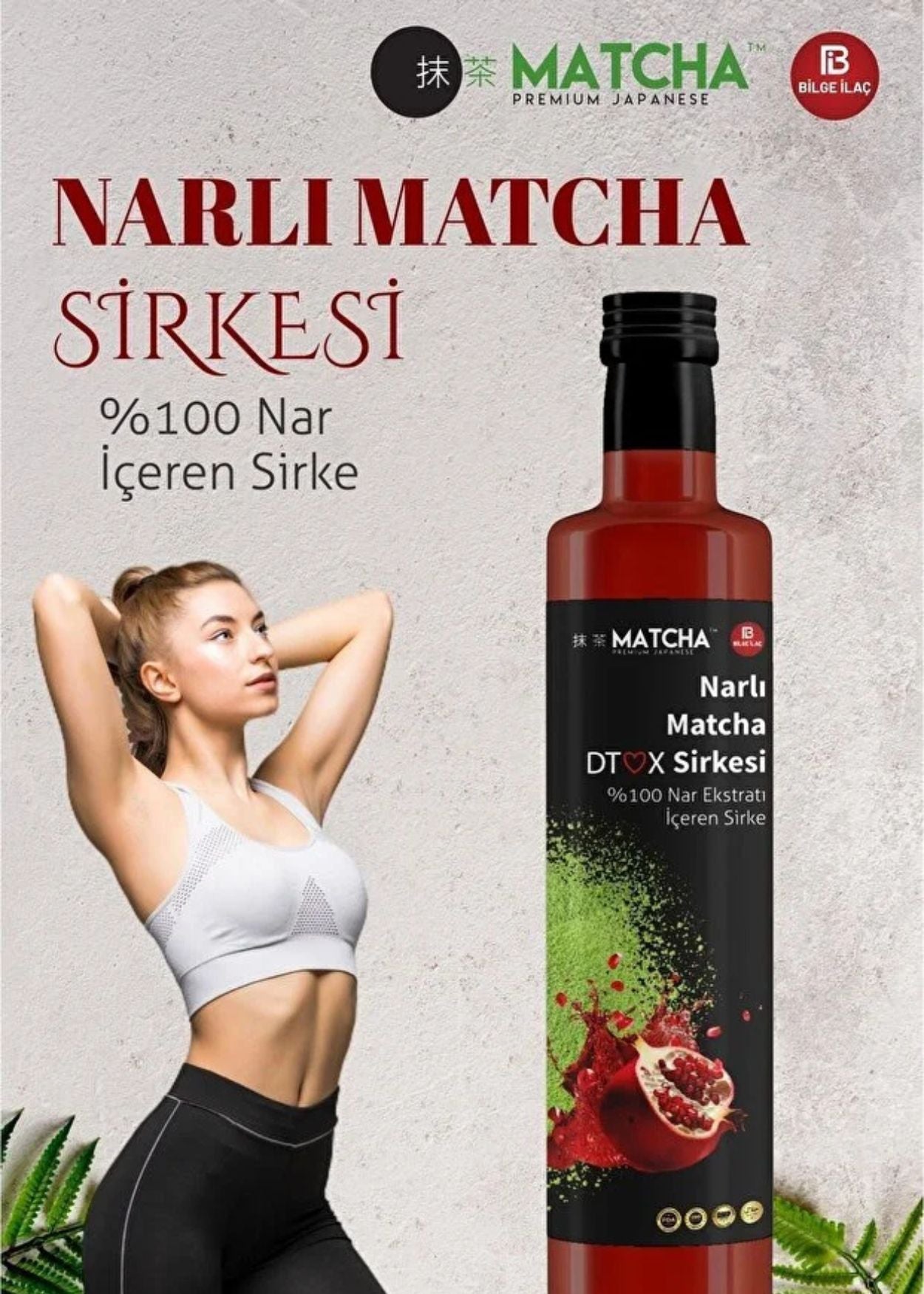 Matcha Premium Japanese Granatapfelessig mit grünem Tee