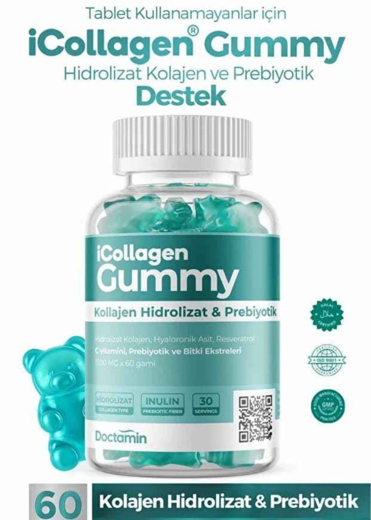 iCollagen Gummies mit Hydrolysiertem Kollagen, Präbiotika und Hyaluronsäure