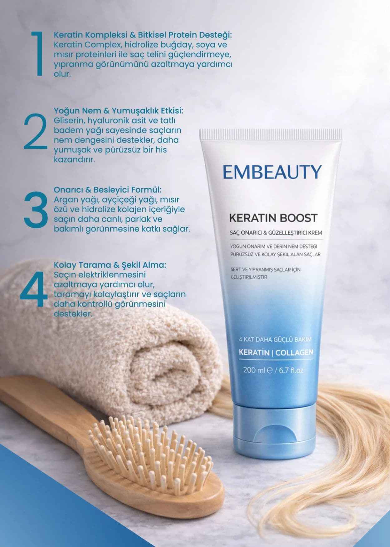 Embeauty Keratin Boost Reparierende und Volumen verleihende Haarspülung