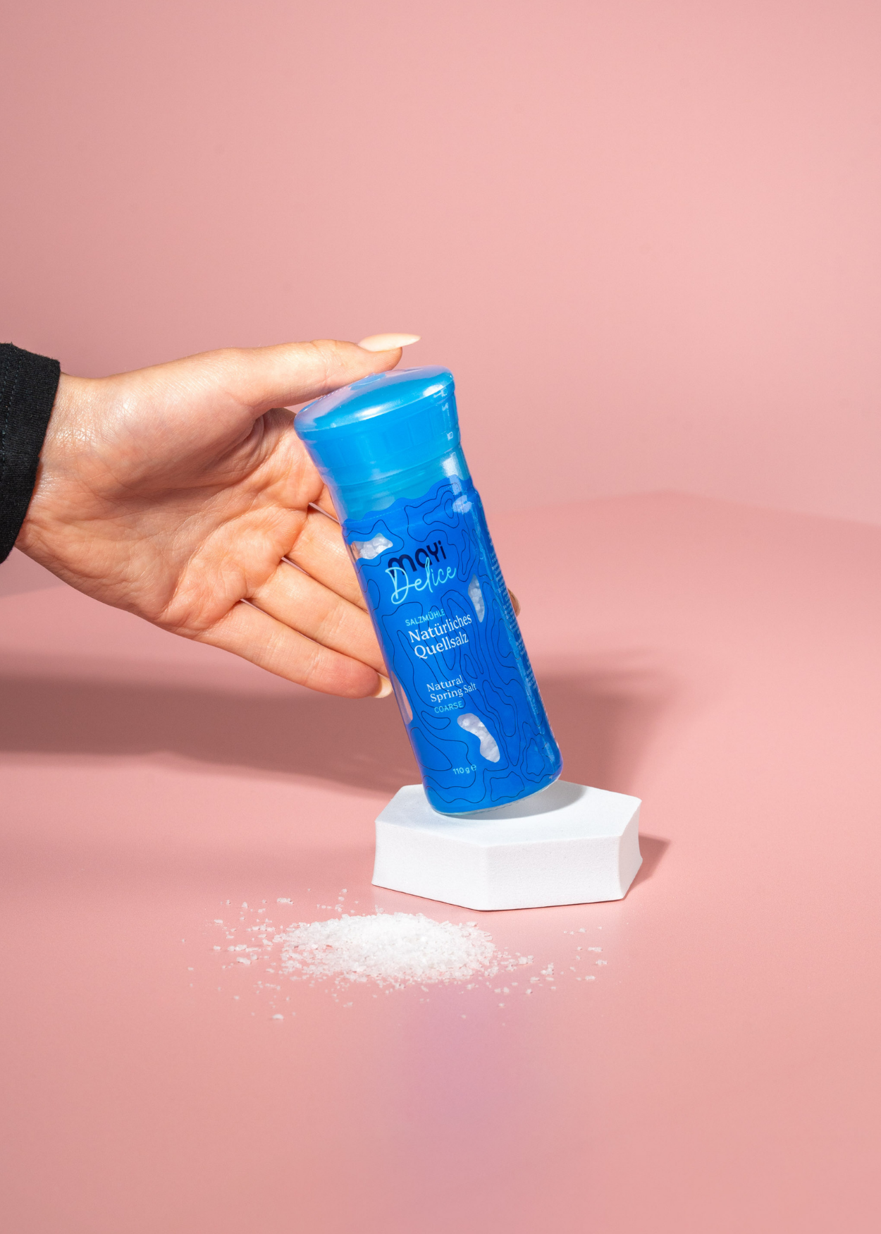 Mayi Quellsalz grobkörnig mit Salzmühle