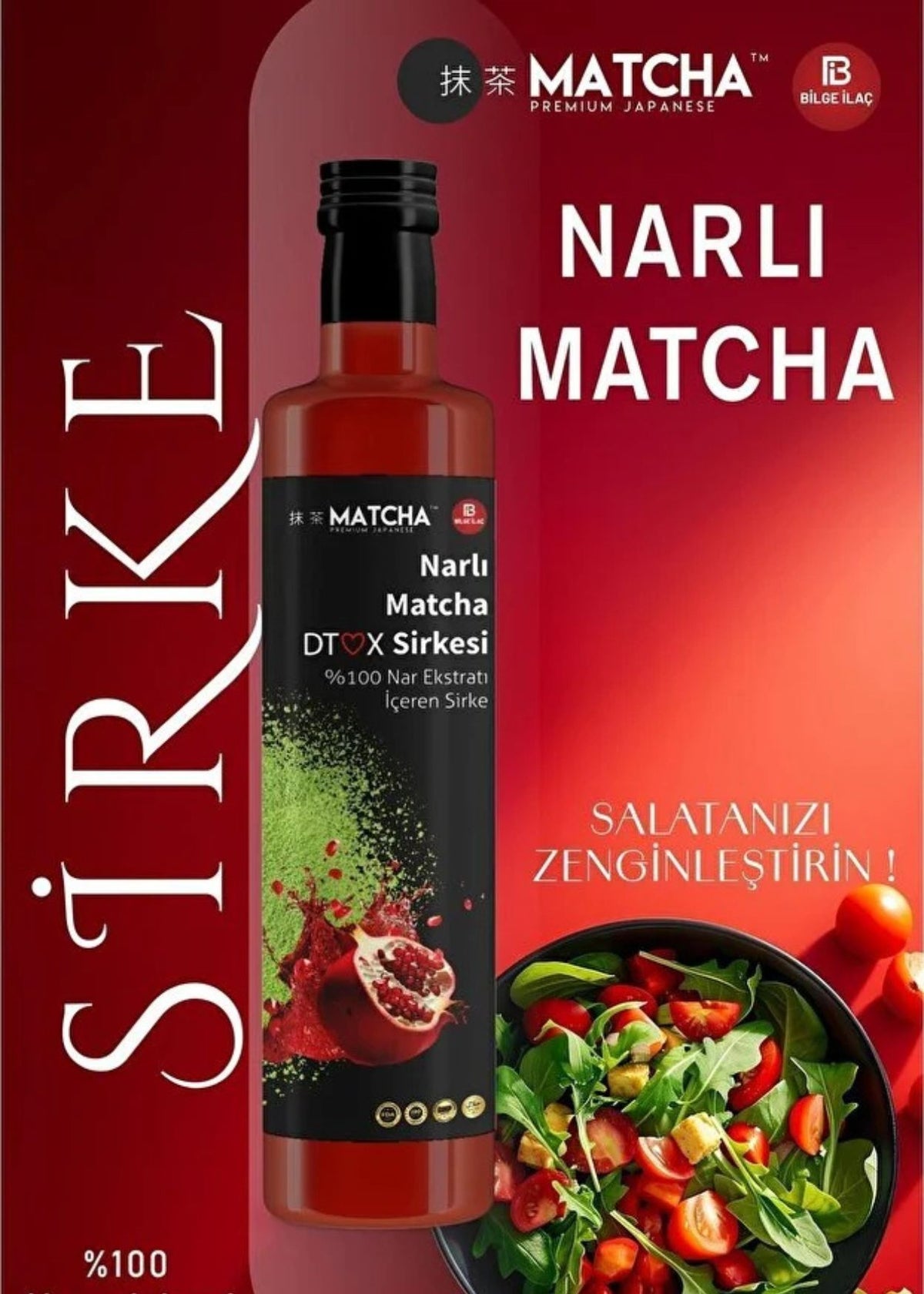 Matcha Premium Japanese Granatapfelessig mit grünem Tee