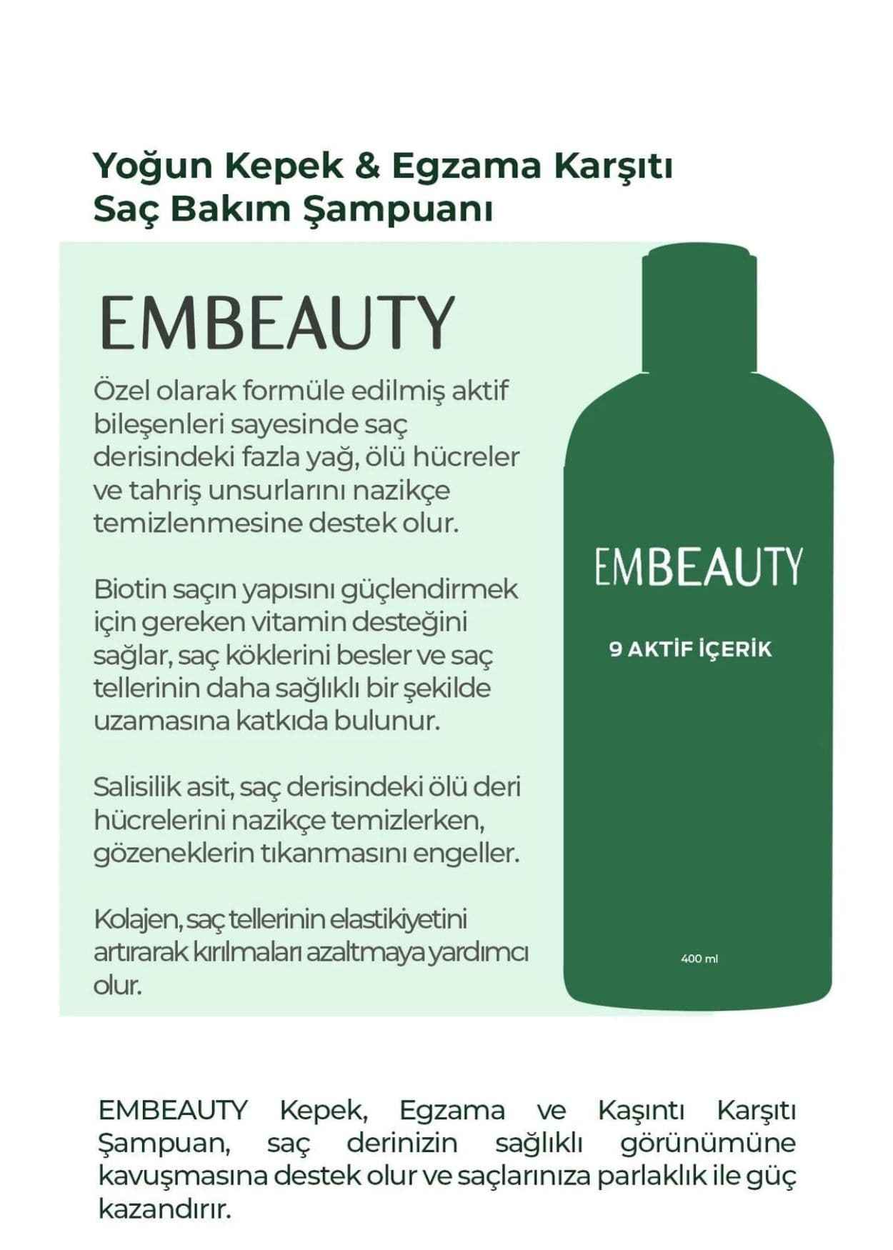 Embeauty Salzfreies Anti-Schuppen-Shampoo mit 9 Wirkstoffen gegen Schuppen, Juckreiz und Ekzeme