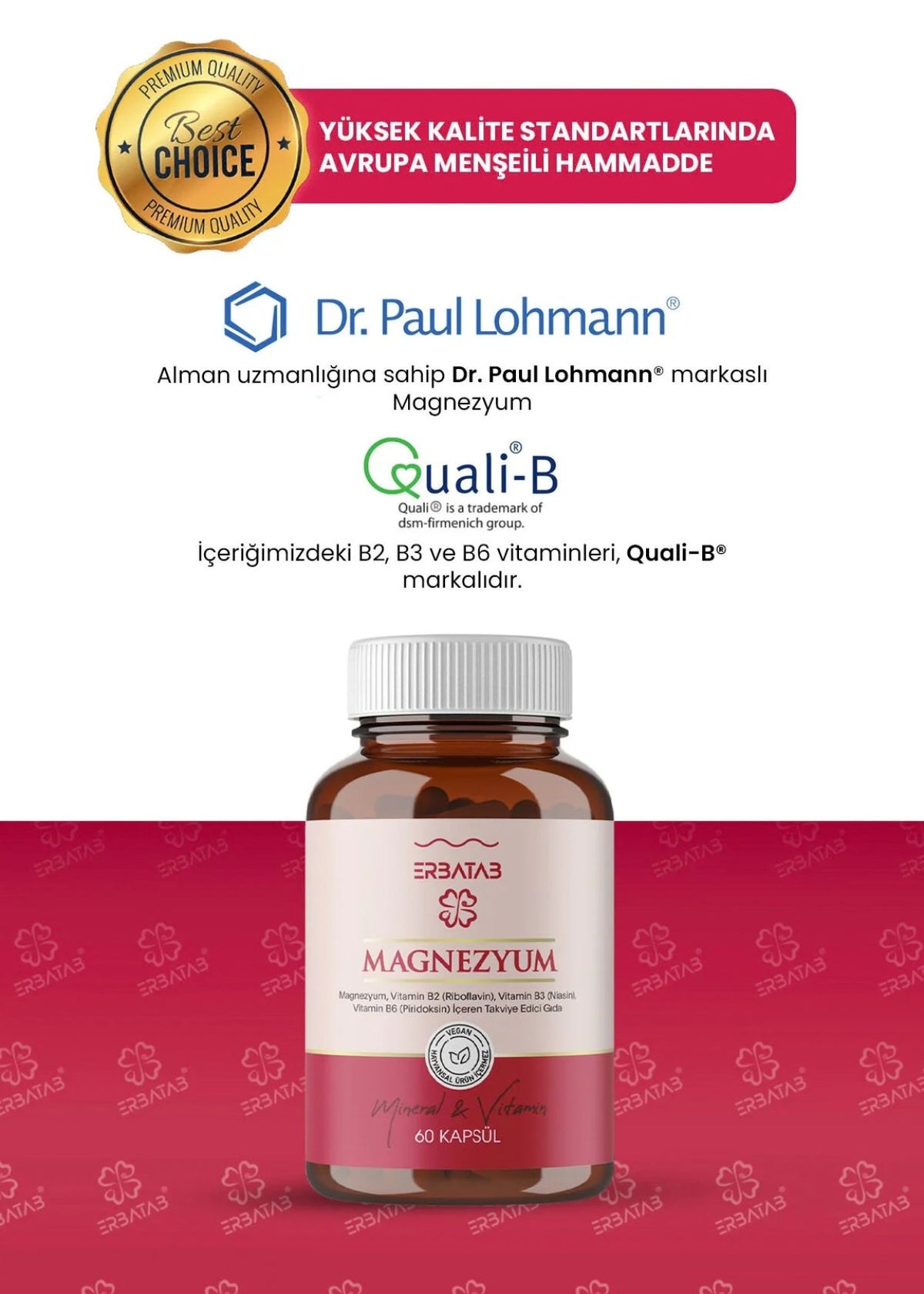 Erbatab Magnesium 3-Fach-Form (Bisglycinat, Citrat, Malat) & Vitamin B2, B3, B6