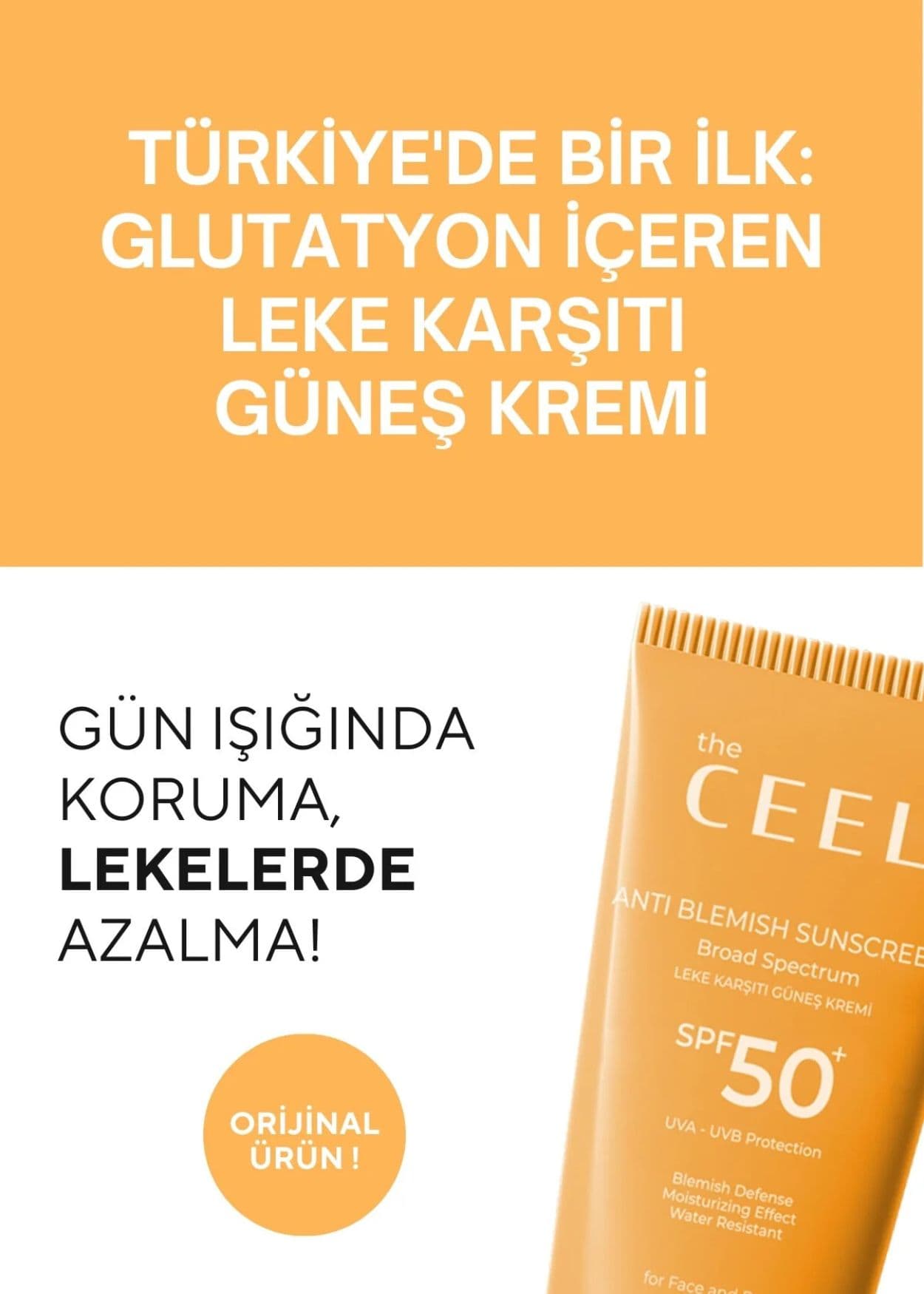 The Ceel Sonnenschutzcreme SPF 50+ mit hohem Schutz und Glutathion-Effekt gegen Pigmentflecken, für alle Hauttypen