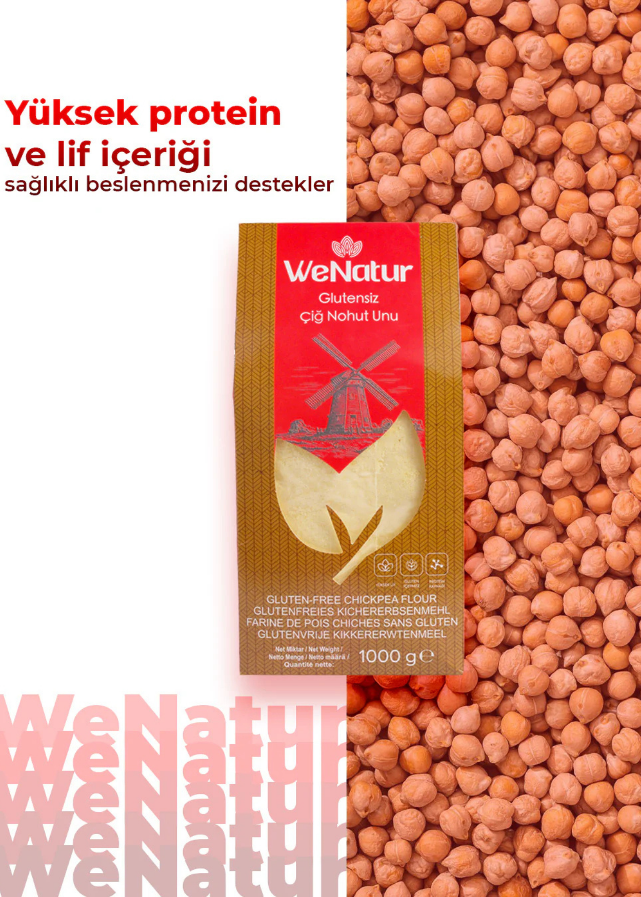 Glutenfreies Rohes Kichererbsenmehl