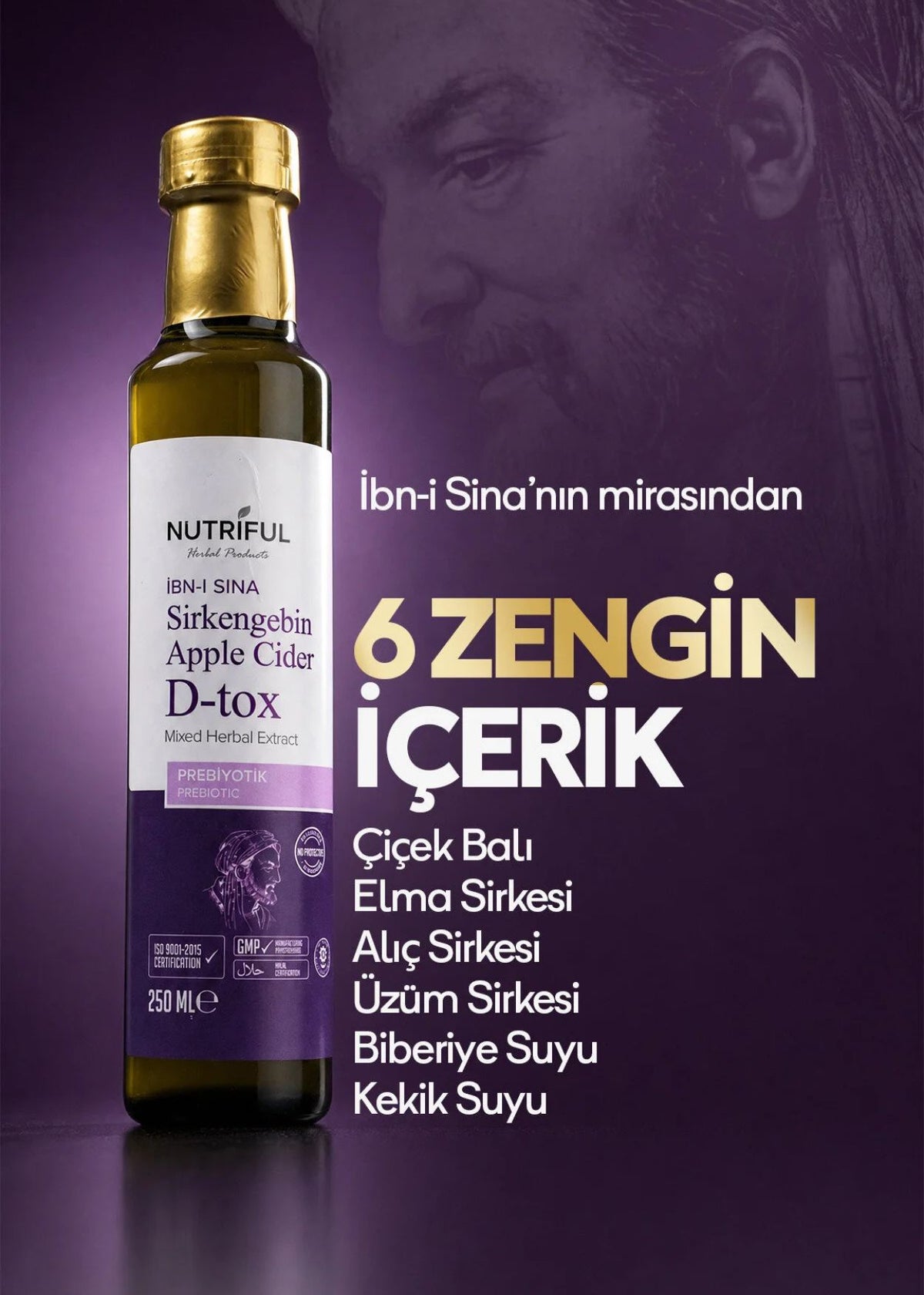 Nutriful İbni Sina Sirkengebin Prebiyotik Sirkesi