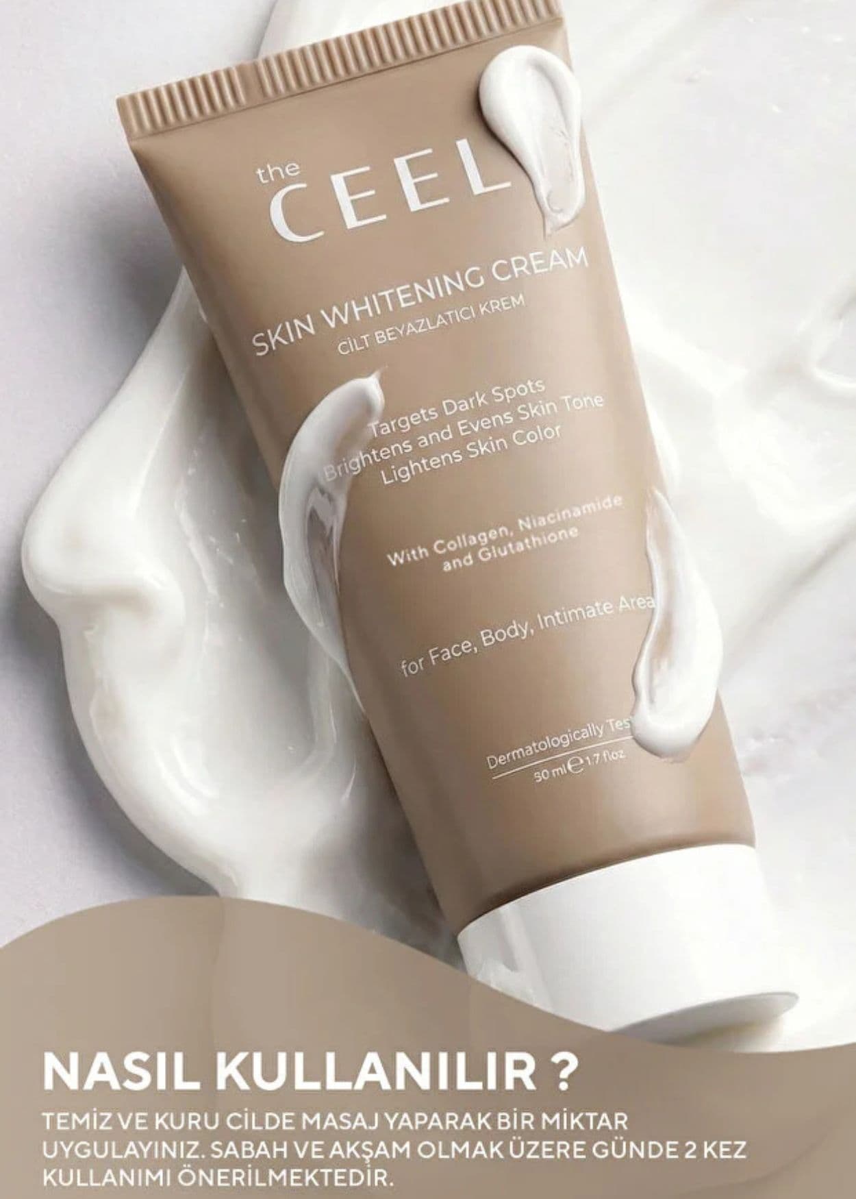 The Ceel Hautaufhellende Creme gegen Pigmentflecken mit Niacinamid, Alpha-Arbutin und Kojisäure