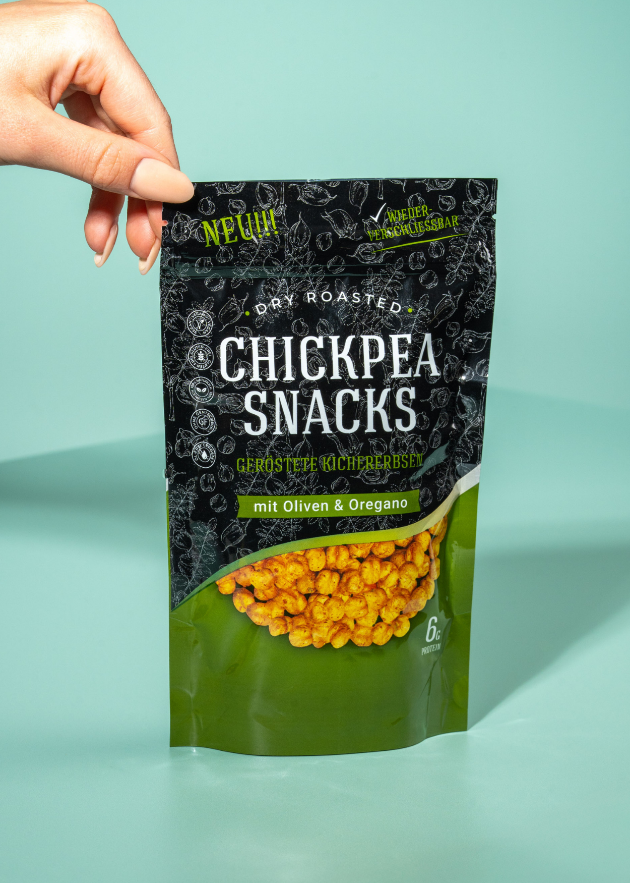 Chickpea Snacks geröstete Kichererbsen Oliven & Oregano