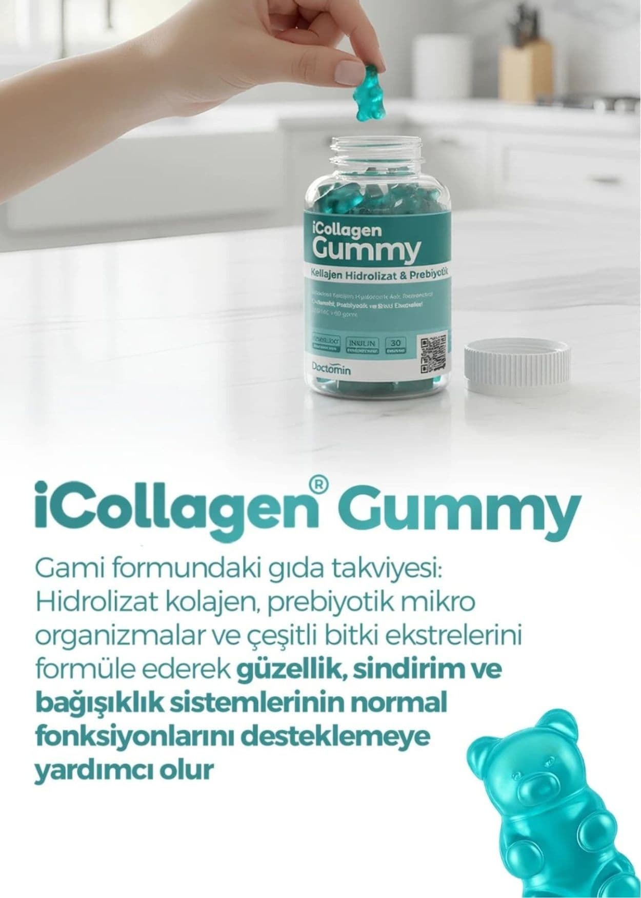 iCollagen Gummies Jelibon Hidrolizat Kolajen & Prebiyotik
