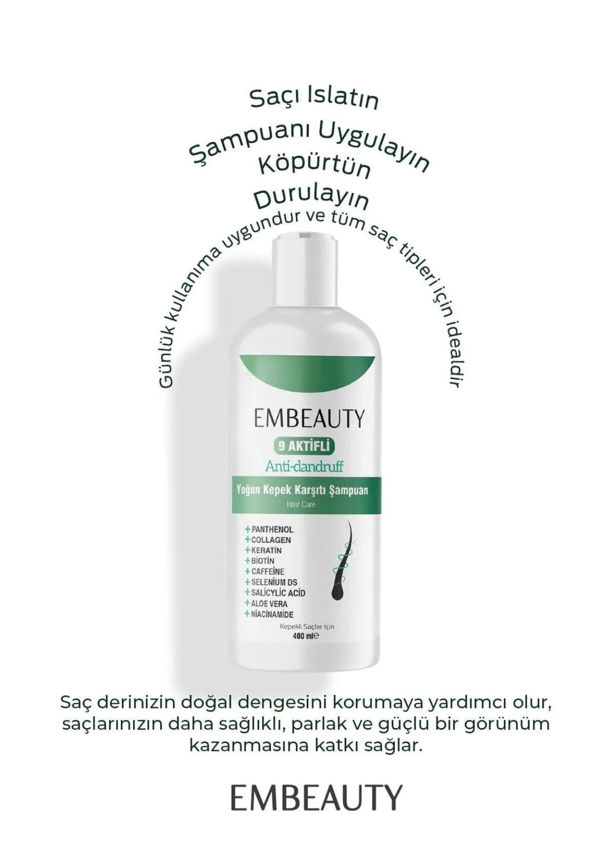 Embeauty Salzfreies Anti-Schuppen-Shampoo mit 9 Wirkstoffen gegen Schuppen, Juckreiz und Ekzeme