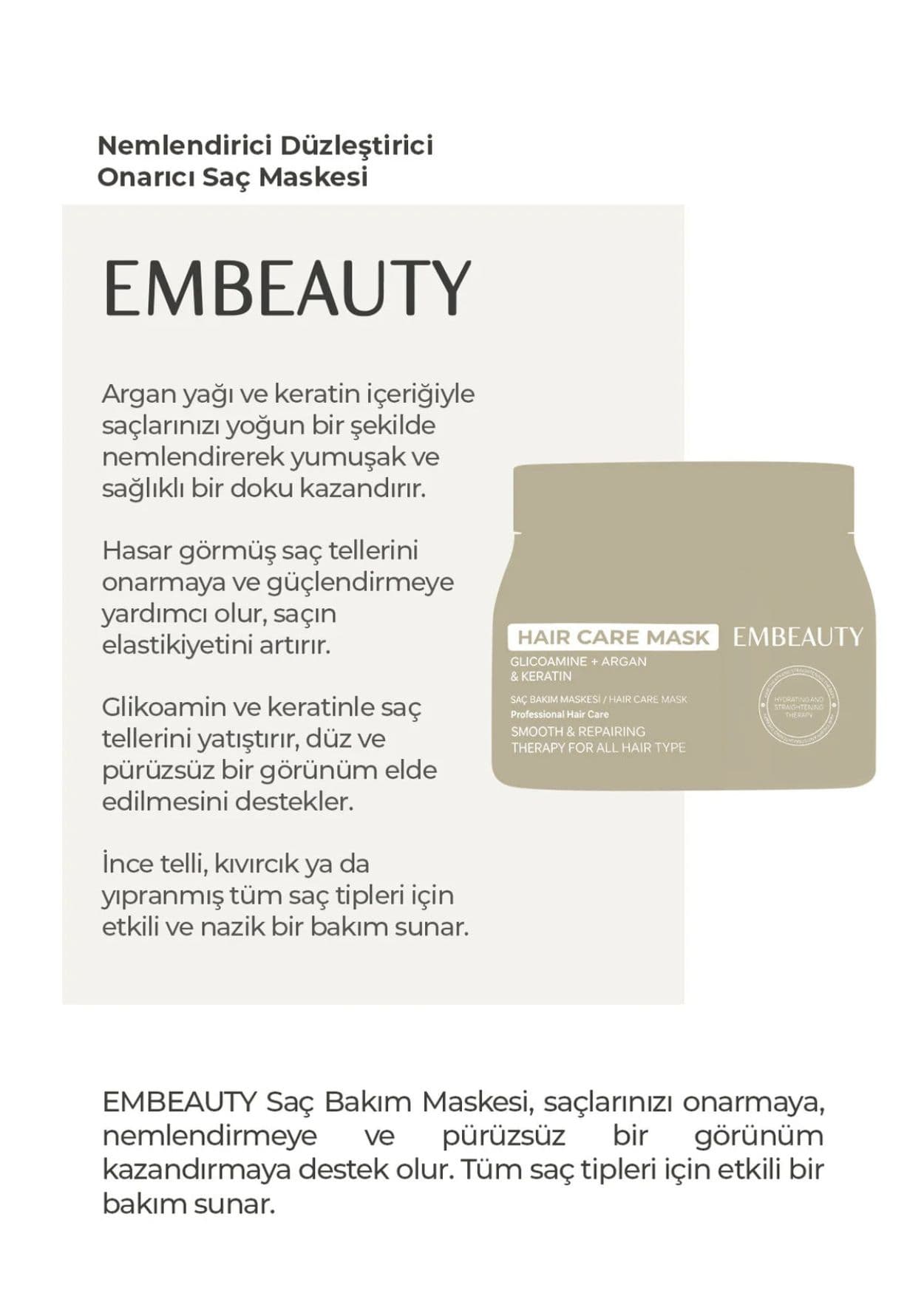 Embeauty Nährende und reparierende Intensiv-Haarpflegemaske mit Keratin-Effekt