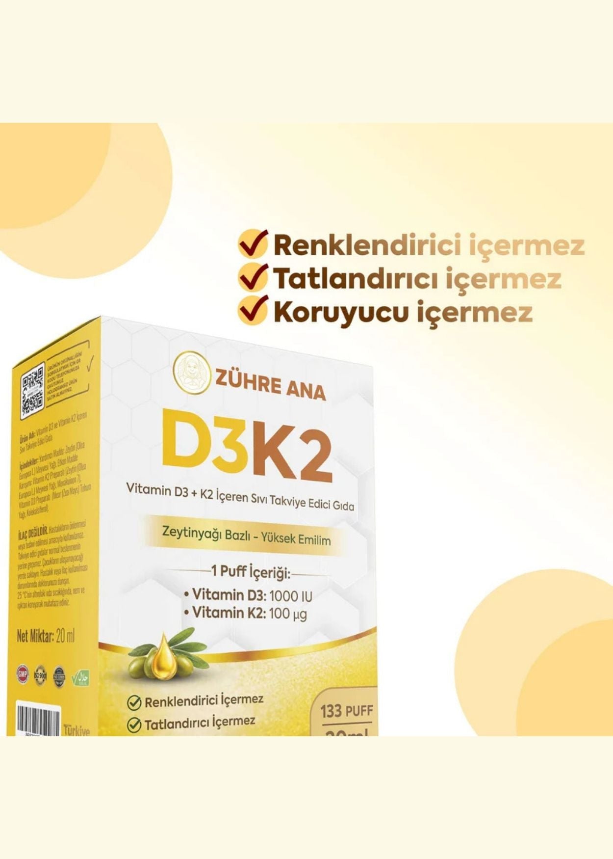 Zühre Ana Vitamin Flüssiges Nahrungsergänzungsmittel mit D3 & K2 – Spray