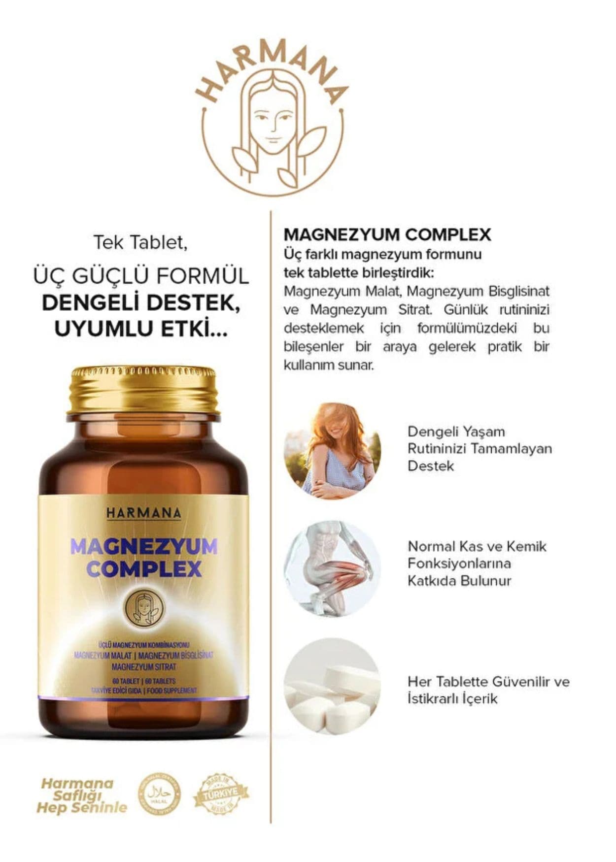 Harmana Magnesium-Komplex (Bisglycinat, Citrat, Malat)