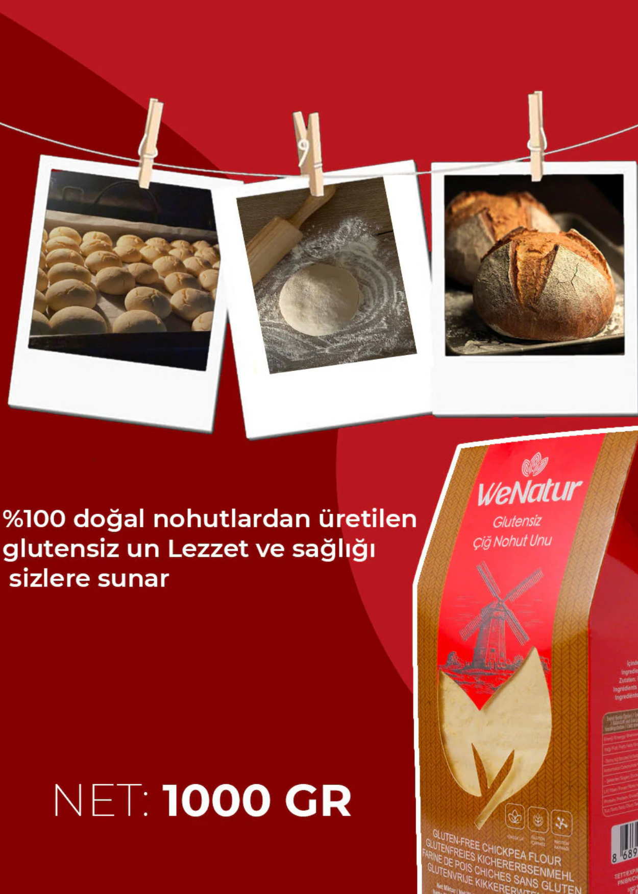 Glutenfreies Rohes Kichererbsenmehl