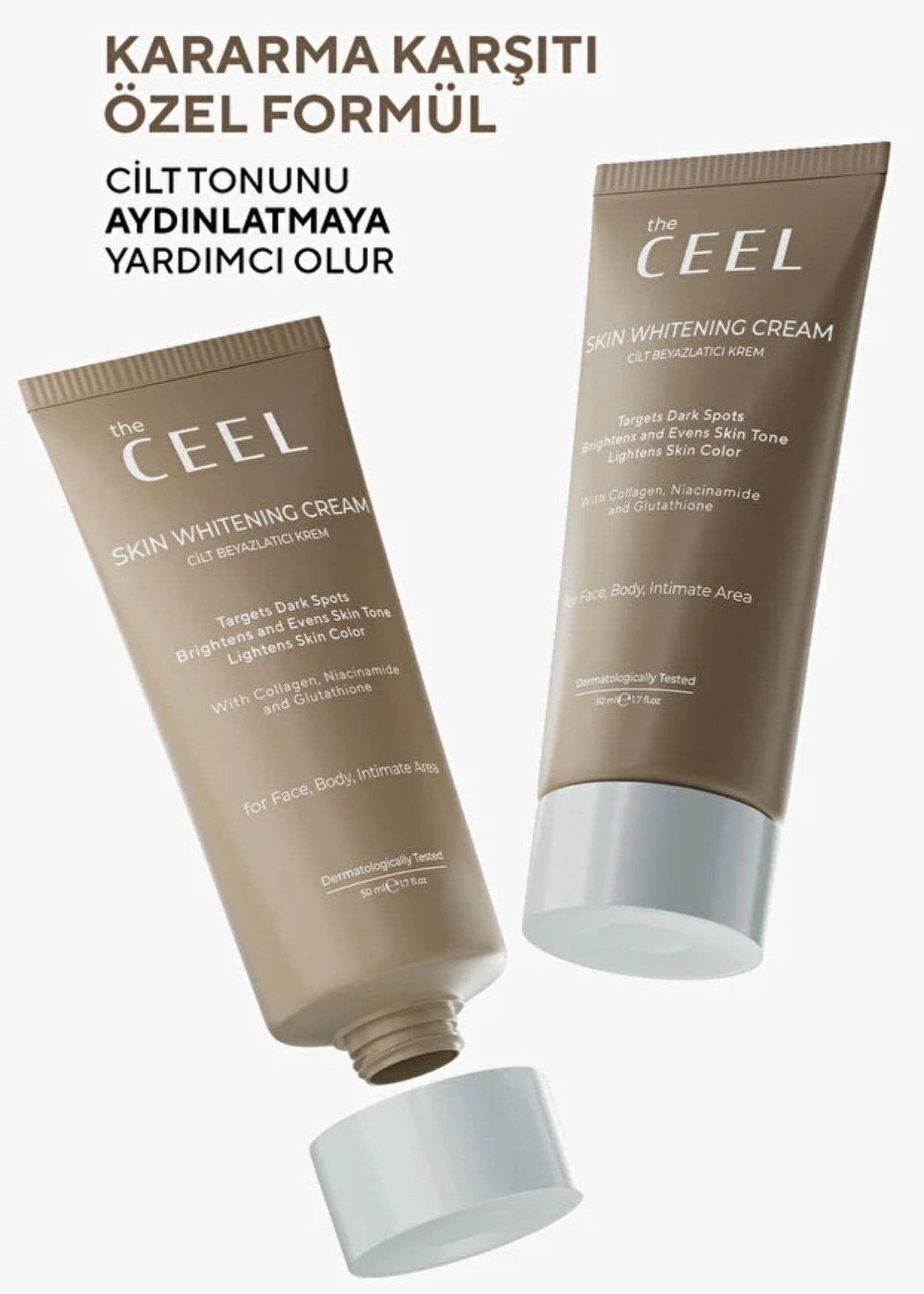 The Ceel Hautaufhellende Creme gegen Pigmentflecken mit Niacinamid, Alpha-Arbutin und Kojisäure