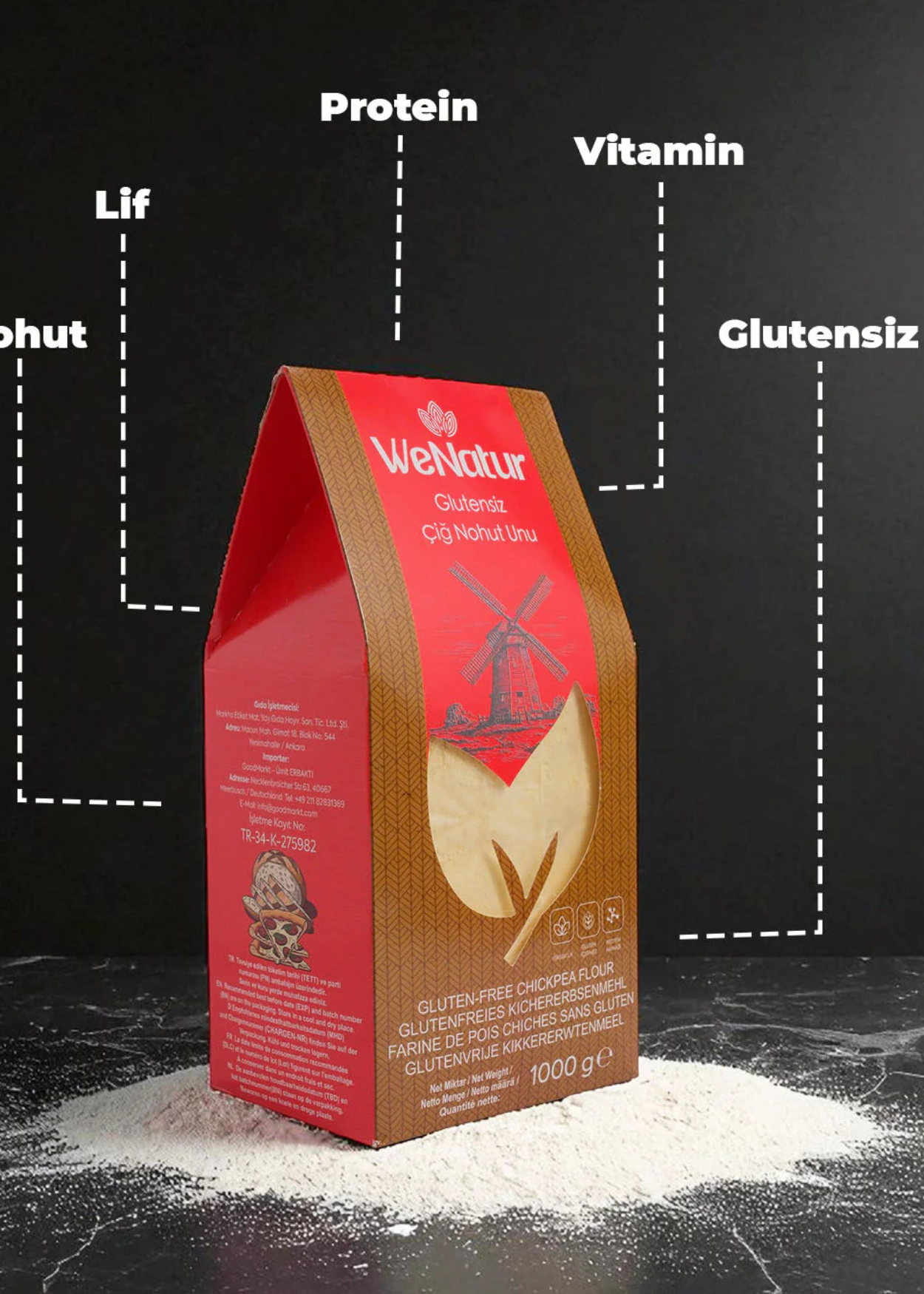 Glutenfreies Rohes Kichererbsenmehl