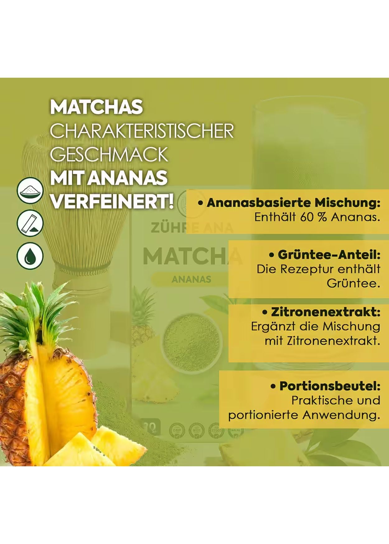 Zühre Ana Tee Matcha Ananas Grüntee-Mischung mit Faulbaum & Zitrone