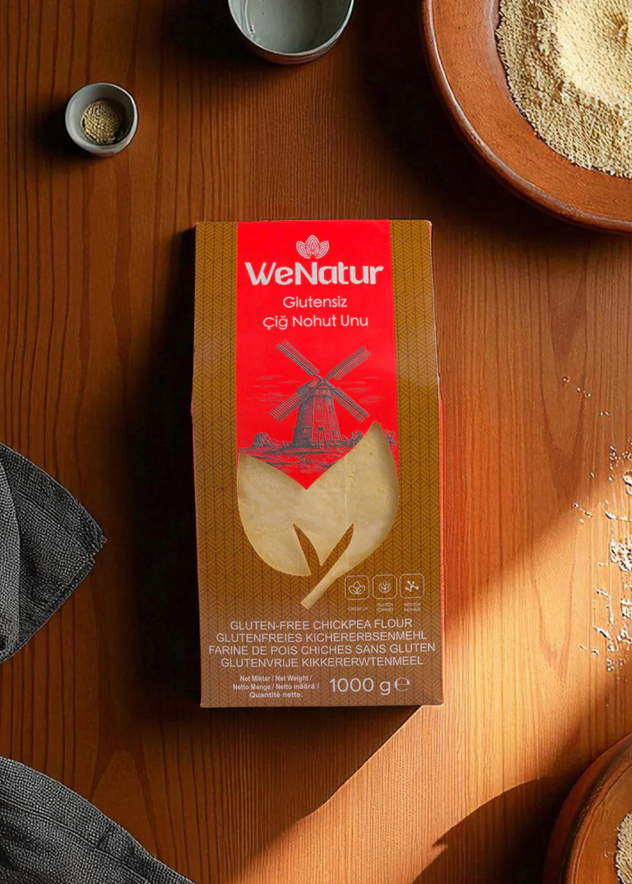 Glutenfreies Rohes Kichererbsenmehl