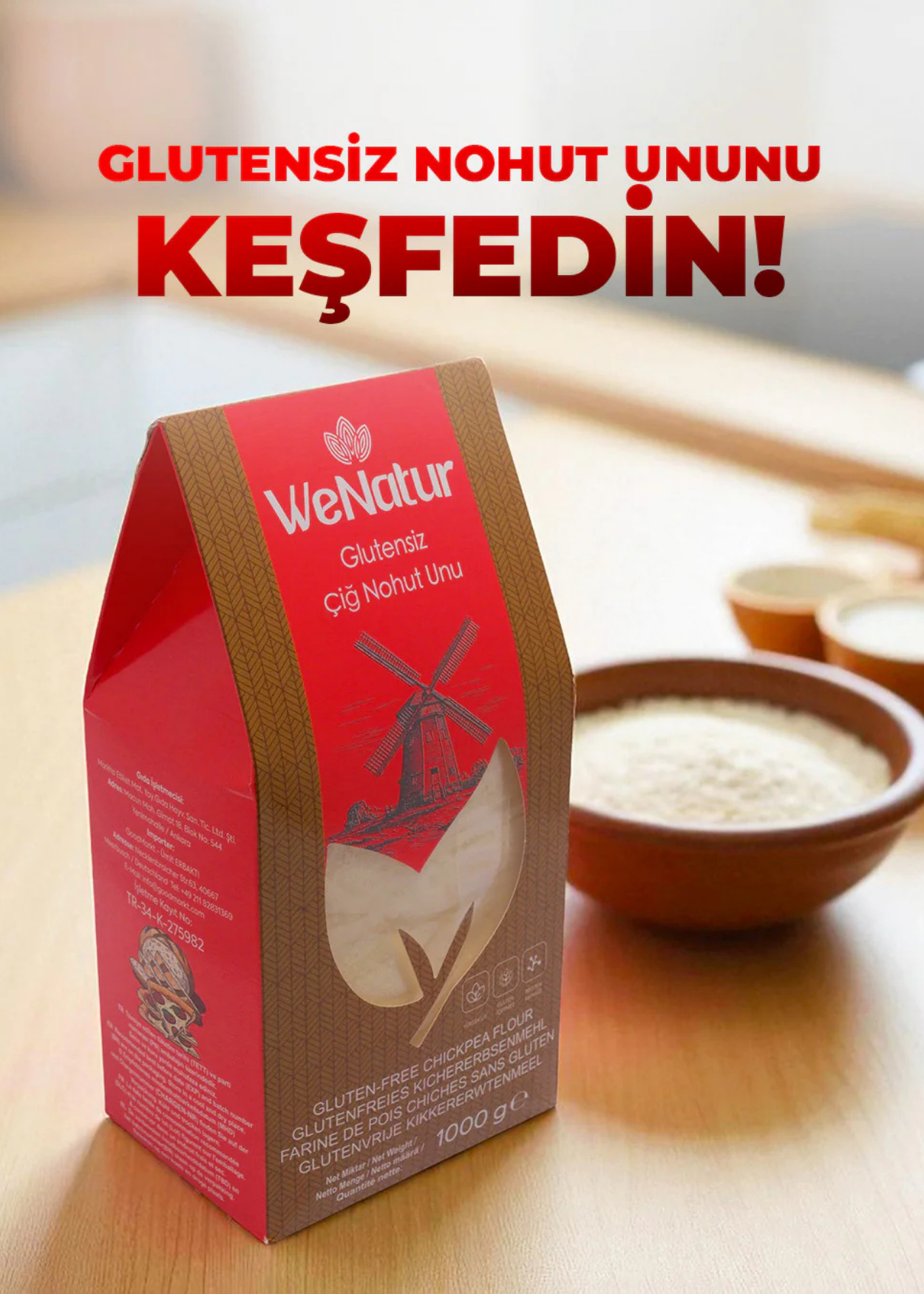 Glutenfreies Rohes Kichererbsenmehl