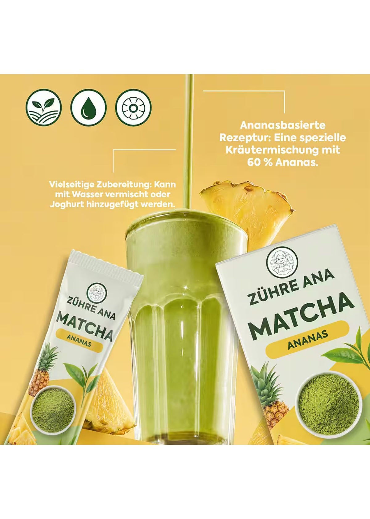 Zühre Ana Tee Matcha Ananas Grüntee-Mischung mit Faulbaum & Zitrone