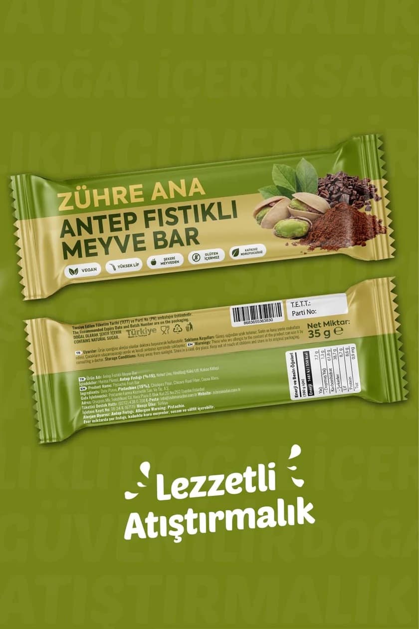 Zühre Ana Fruchtriegel mit Antep-Pistazien