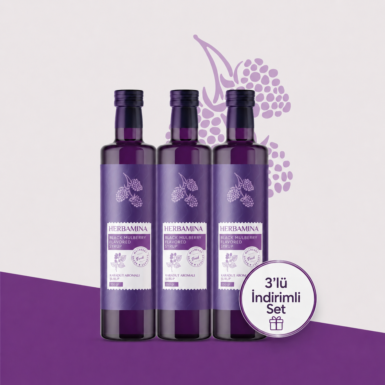 Herbamina Karadut Aromalı Şurup - 3'lü İndirimli Set
