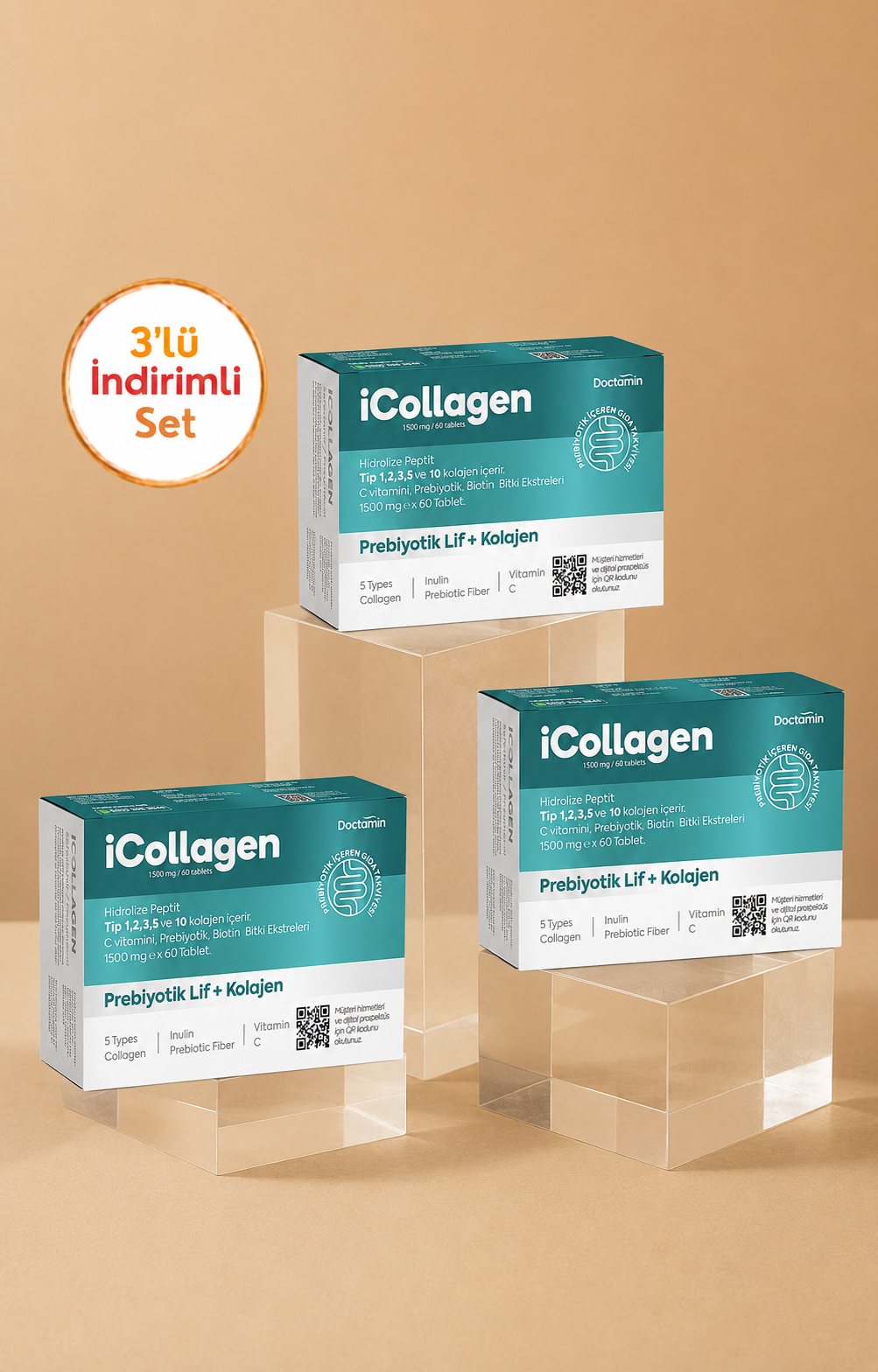 iCollagen Kolajen Prebiyotik Tablet - İndirimli Set