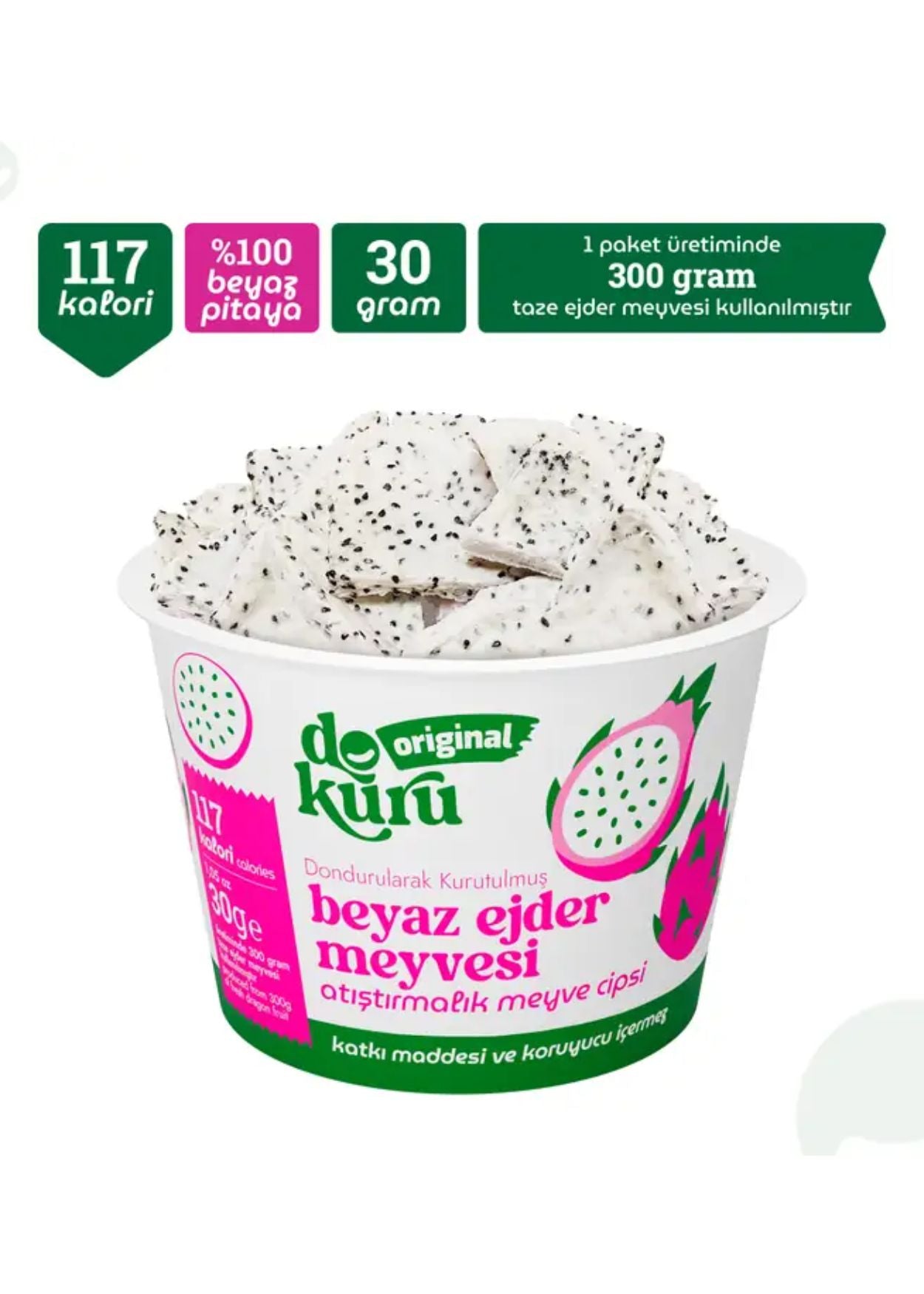 Dokuru Gefriergetrocknete Drachenfrucht Weiß (Fruchtchips)