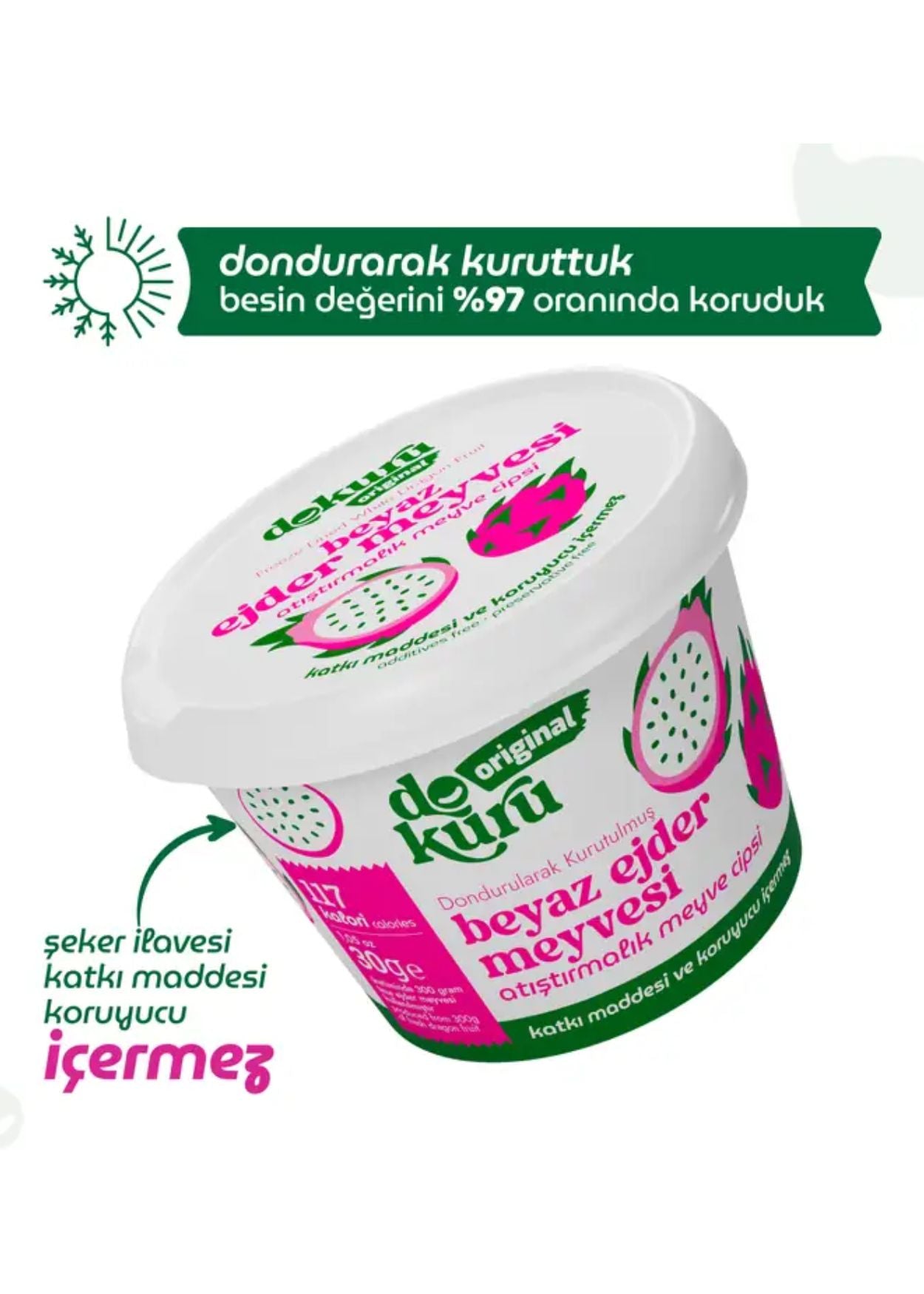 Dokuru Gefriergetrocknete Drachenfrucht Weiß (Fruchtchips)