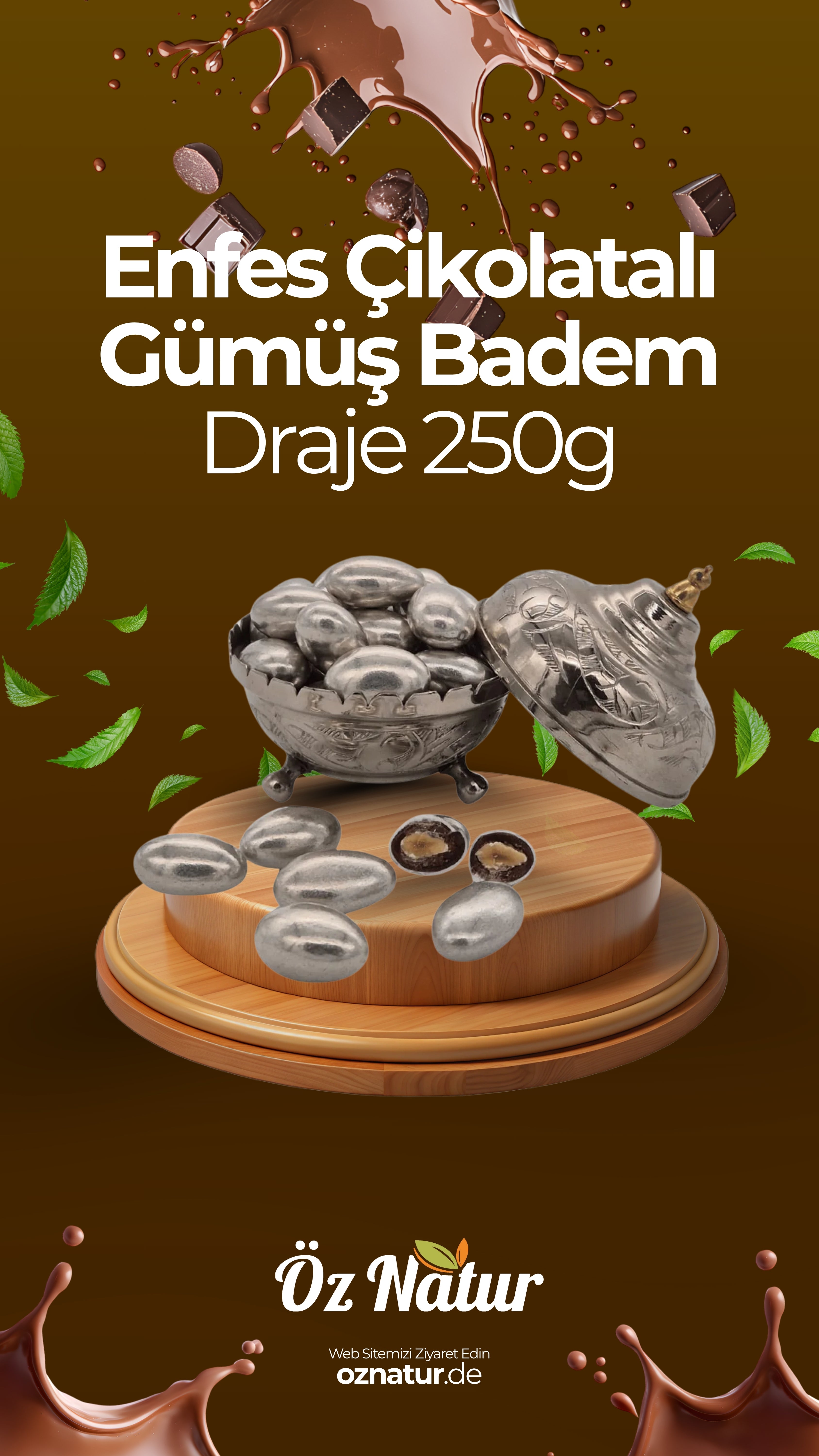 Enfes Çikolatalı Gümüş Badem Draje