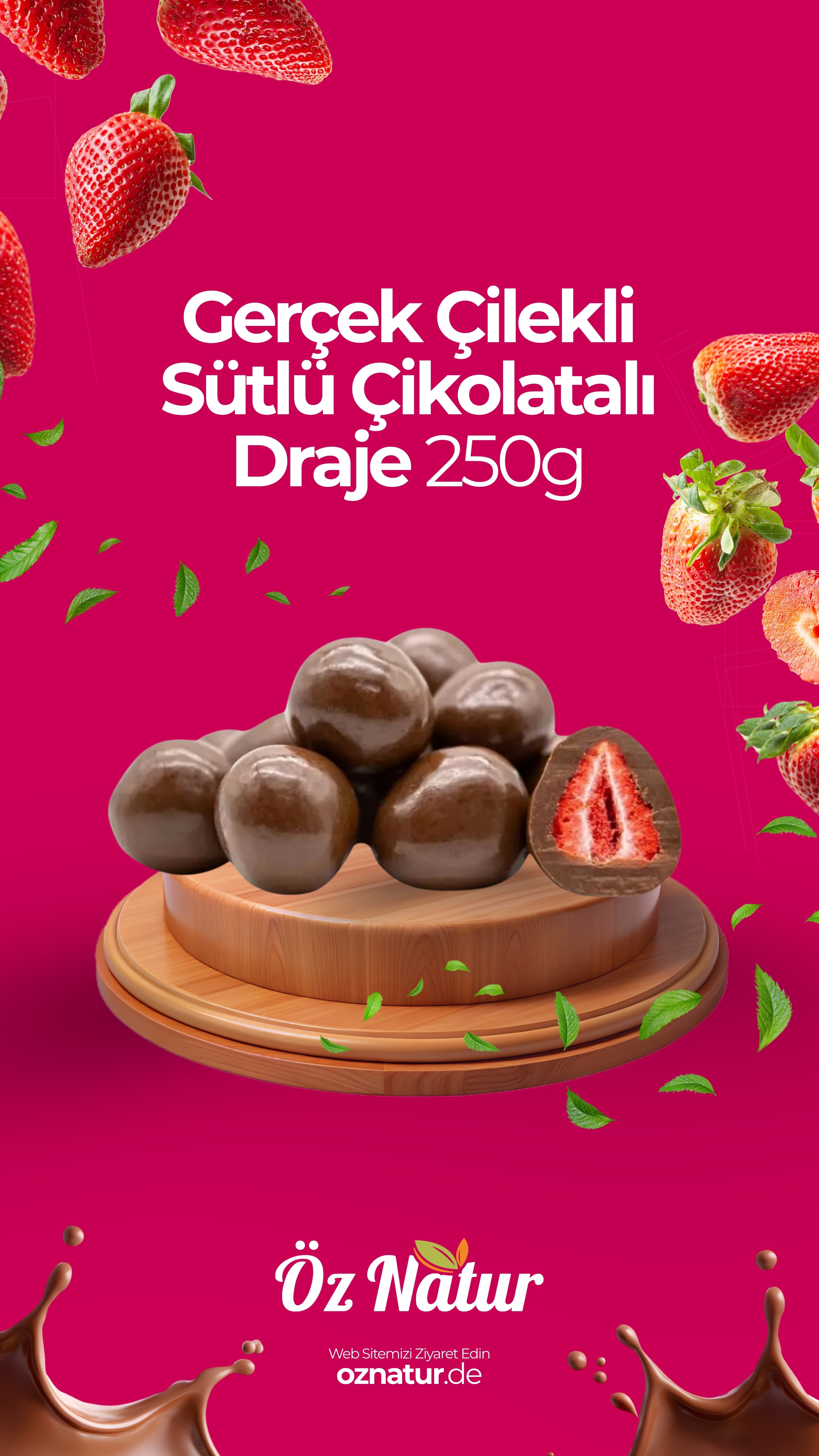 Gerçek Çilekli Sütlü Çikolatalı Draje