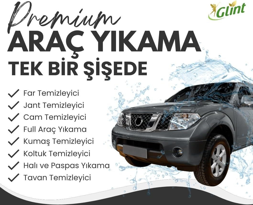 Glint %100 Bitkisel Çok Amaçlı Oto Temizleyici Araç Far Koltuk Paspas Temizleme Jant Parlatıcı 1L