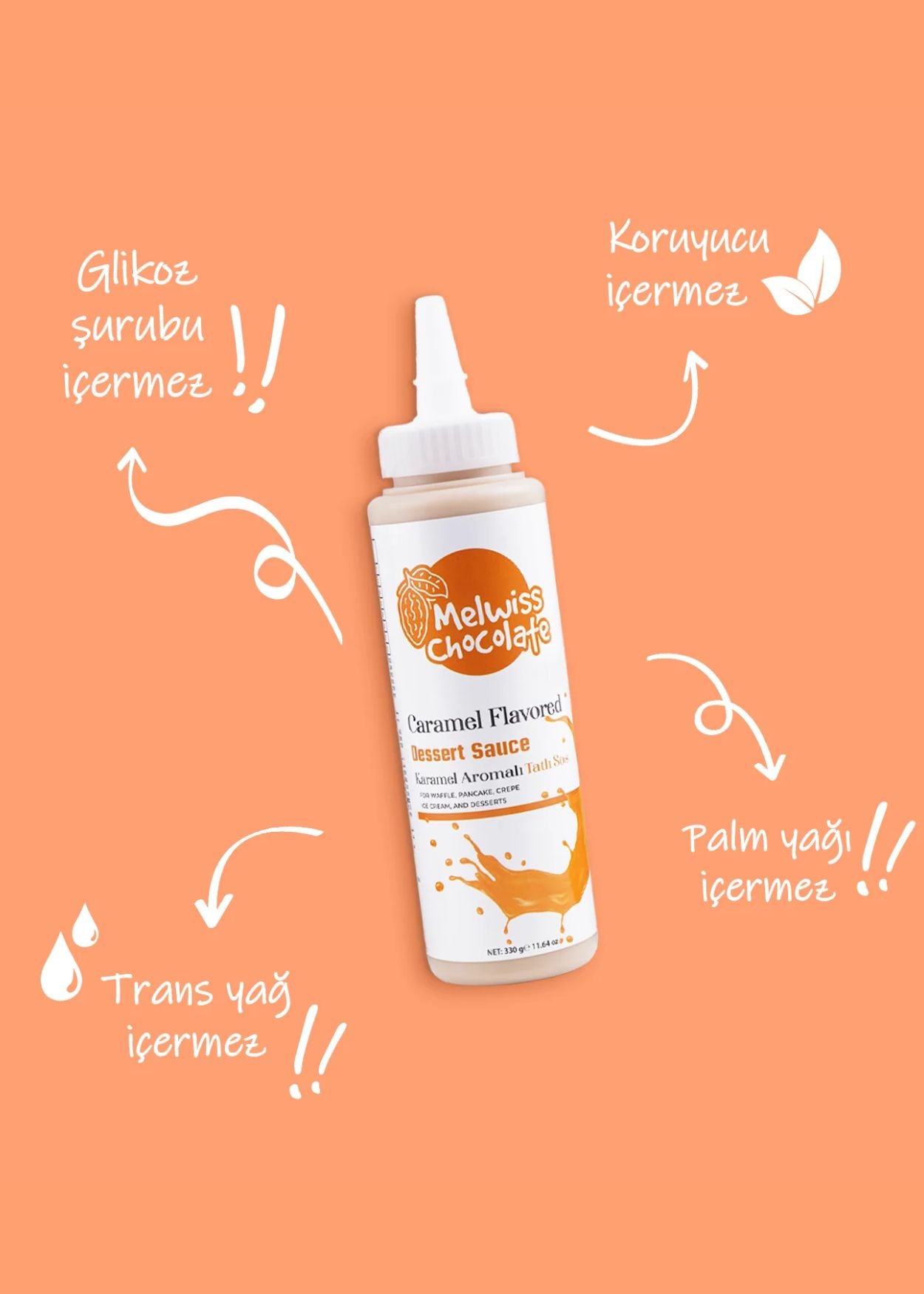 Melwiss Chocolate Karamell Dessertsoße – für Waffeln, Crêpes & Desserts